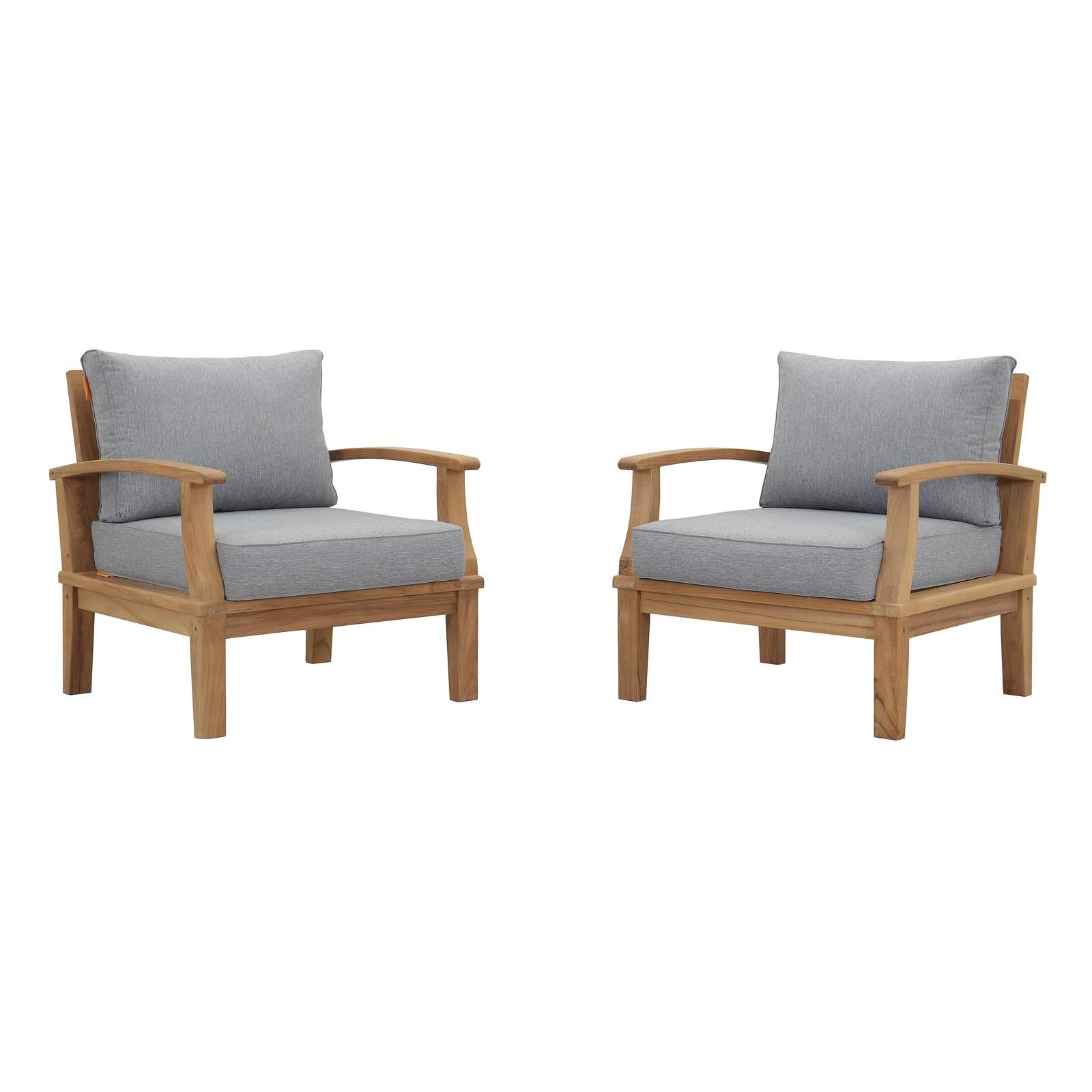 Modern Contemporary Urban Outdoor Patio Balcony Garden Lounge Chair Set - Wood, Grey Gray Natural - Perfect for Relaxing in Small Spaces