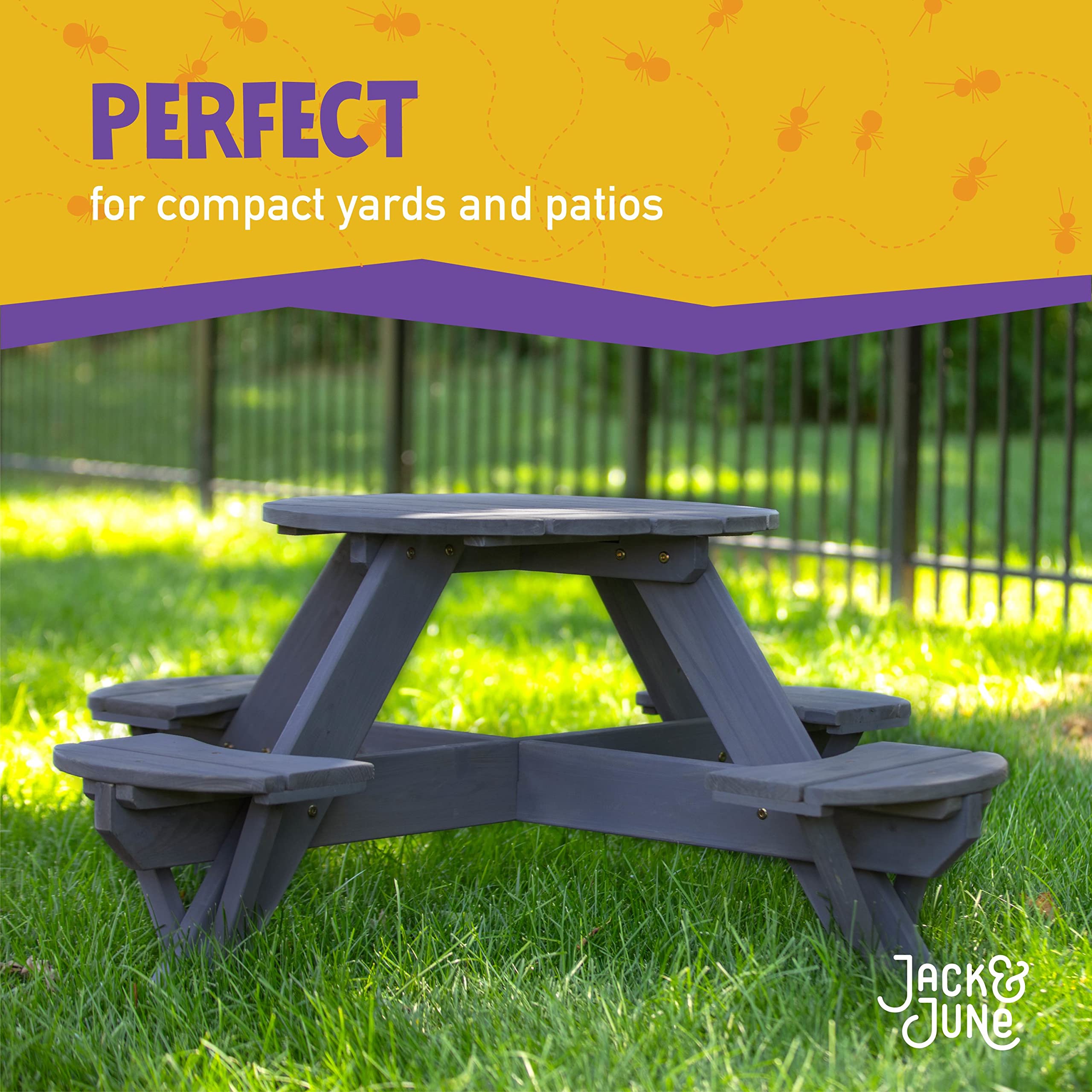 Jack & June Circular Cedar Picnic Table – 100% Natural Cedar Wood – Weatherproof Outdoor Furniture – Perfect for Backyard, Patio, Garden Dining and Entertaining – Ideal for BBQs, Parties and Family Gatherings