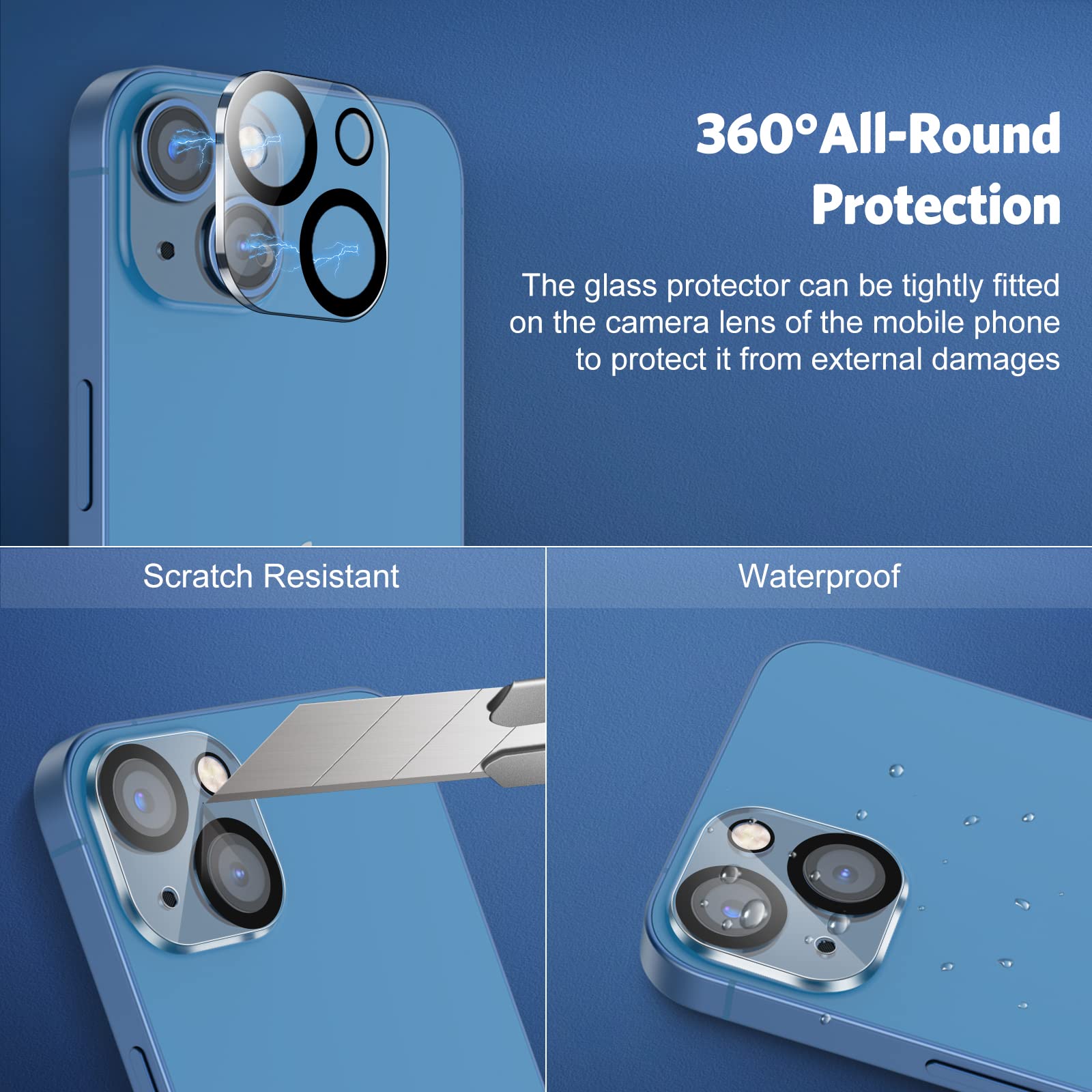 OMOTON iPhone 13 Screen Protector & Camera Lens Protector - 2 Pack, Anti-Scratch HD Clear Tempered Glass with Easy Frame Installation Tool - Perfect for Everyday Protection at Work, Travel & Outdoor Activities