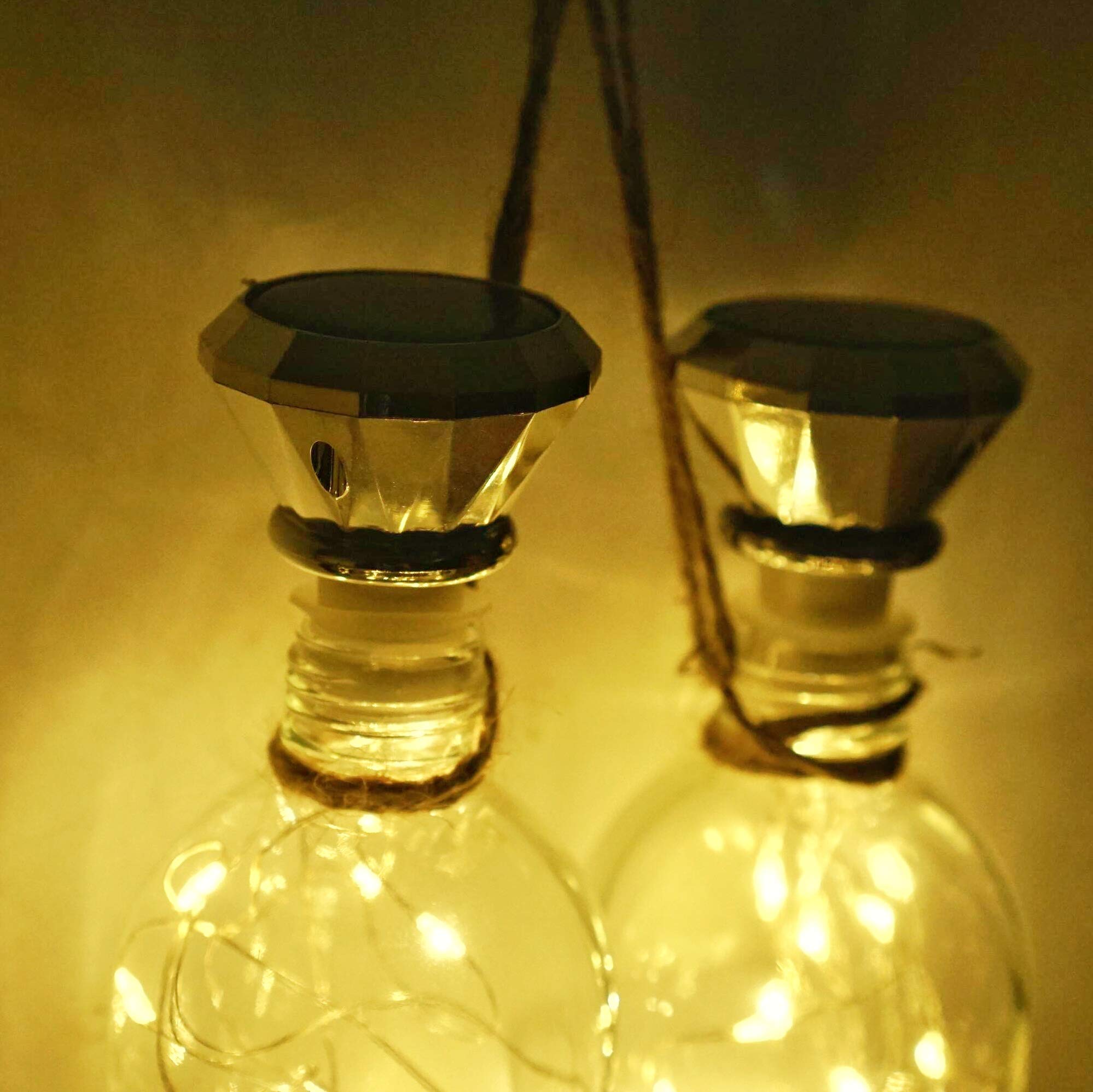10 Pack Solar Wine Bottle Lights - 20 LED Waterproof Diamond Cork Fairy String Lights for Outdoor Garden, Wedding, Patio Decor (Warm White) | Perfect for Backyard Parties, Romantic Dinners & Holiday Decorations