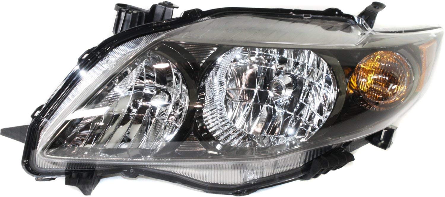 Toyota Corolla 2009-2010 Headlight Assembly - Driver & Passenger Side Halogen Replacement with Bulbs | Black Housing | Fits North American Models | Replaces OEM# 8111002680 8115002680 | Perfect for Night Driving & Vehicle Restoration Projects