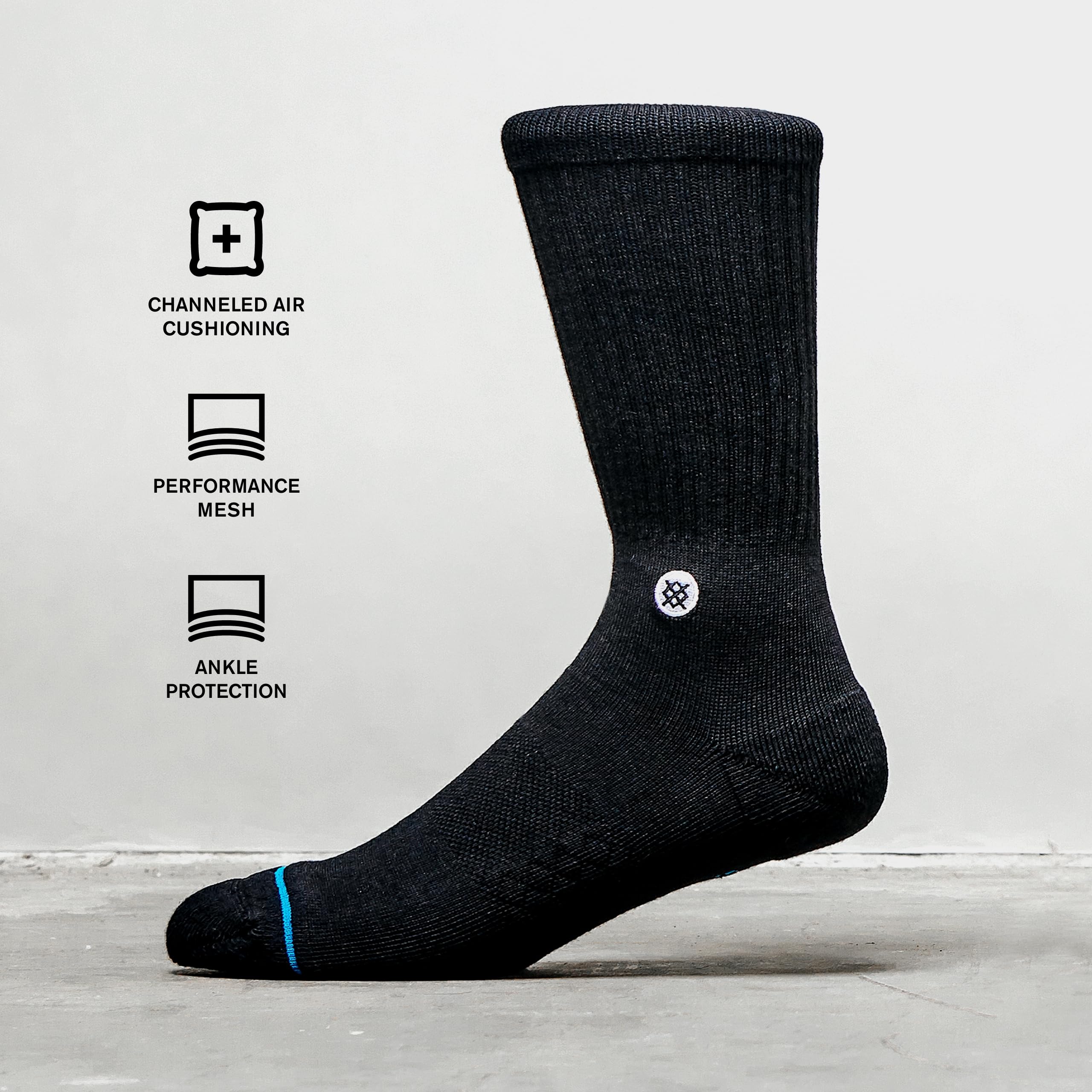 Stance Crew Montalvo Mid Socks for Men - Comfortable Athletic Socks (Medium, Off White) - Perfect for Running, Basketball & Everyday Wear