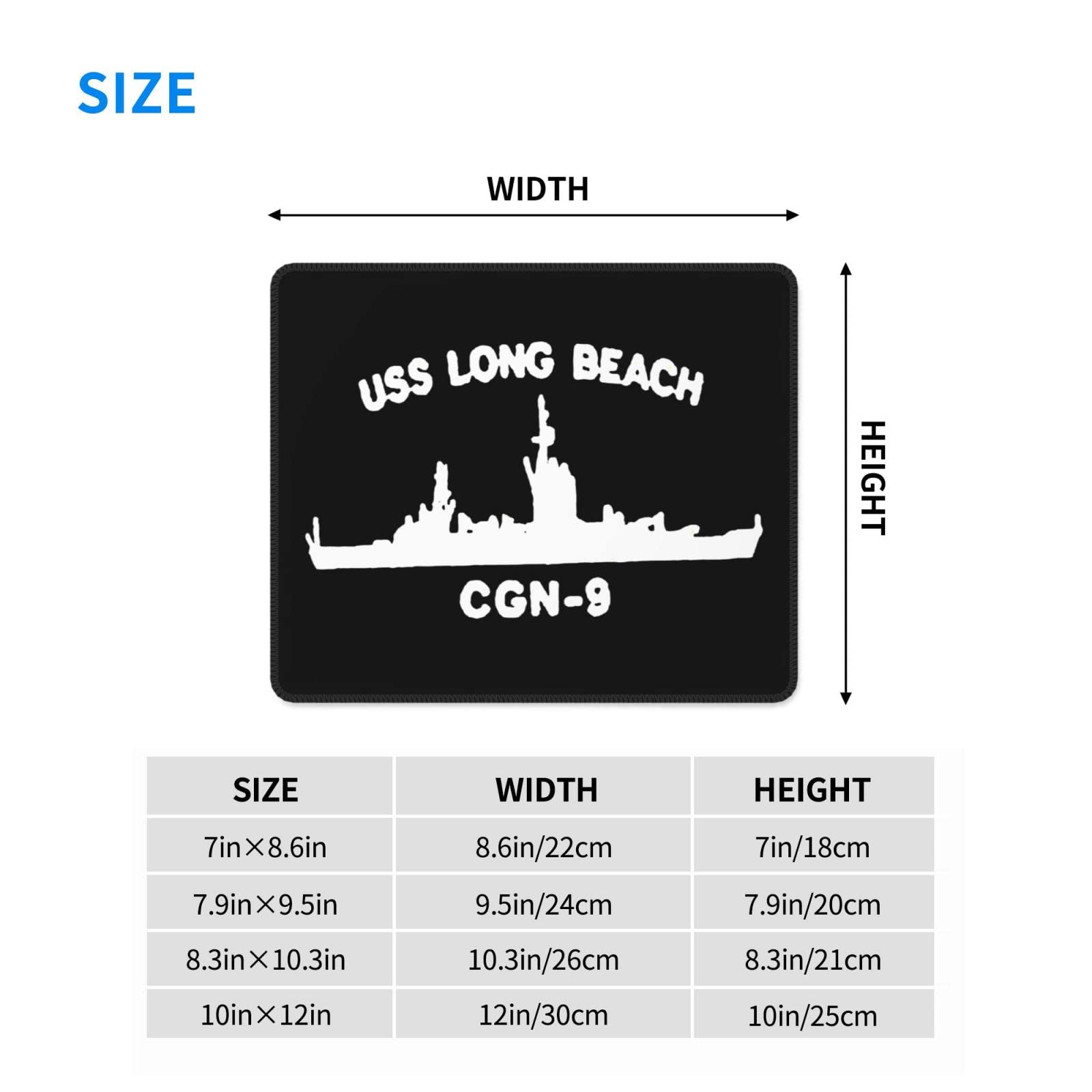 Custom USS Long Beach CGN-9 Gaming Mouse Pad - 10x12 Inch Non-Slip Computer Mousepad for PC Gamers - Perfect for Esports, Office Work & Home Use