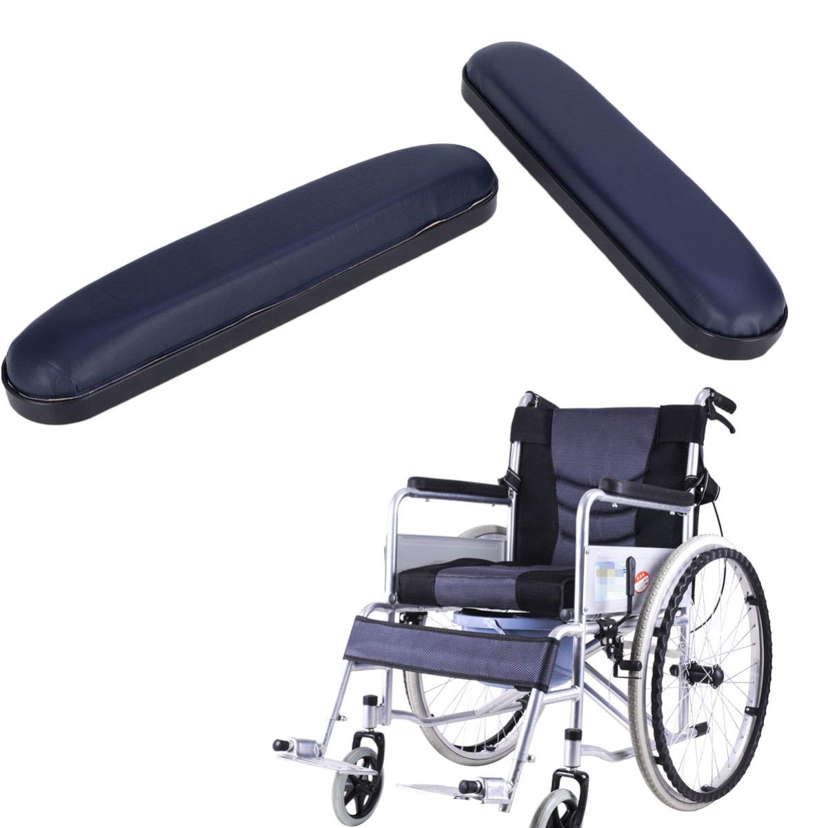 Beavorty 2-Pack PVC Sponge Pad Ladles with Stainless Steel Forearm Support - Non-Slip Desk Chair Armrest Covers for Office, Wheelchair & Elderly Care - Leopard Print Pressure Relief Pads for Comfort & Posture Support