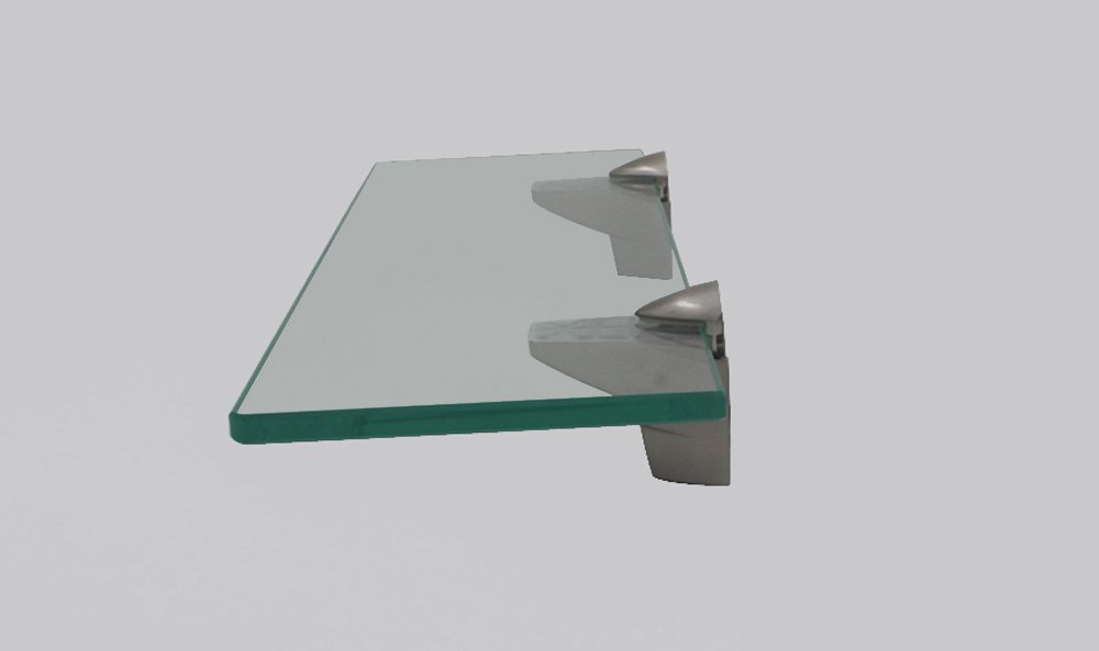 XVL 14-Inch Brushed Nickel Bathroom Glass Shelf - GS3004A-G - Perfect for Shower, Vanity & Bathroom Organization