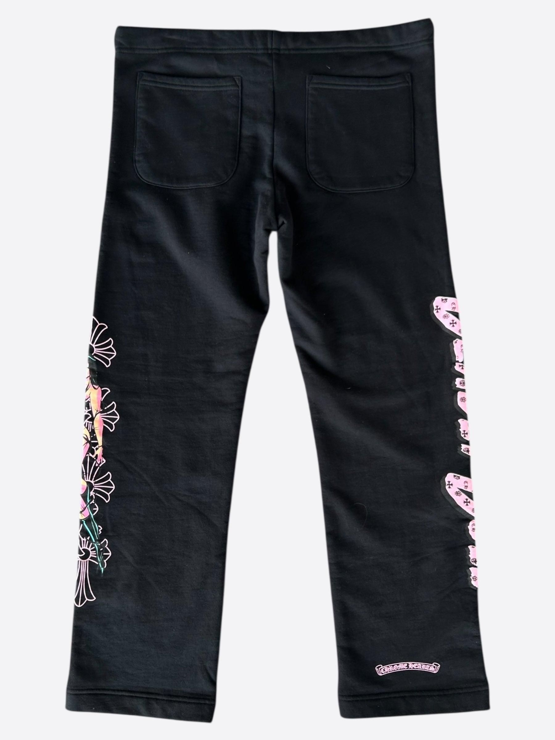Chrome Hearts Black & Pink Deadly Doll Sweatpants for Women - Gothic Streetwear Fashion - Perfect for Casual Wear, Lounge & Street Style Outfits