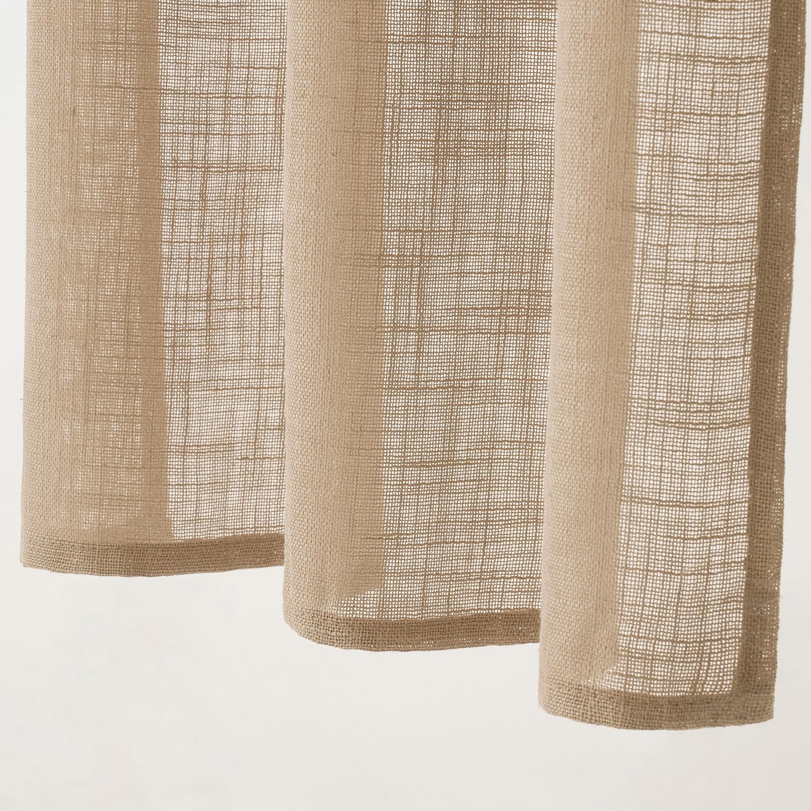 MIULEE 24 Inch Cafe Curtains - Farmhouse Style Semi-Sheer Linen Tier Curtains for Small Windows (2 Panels, W26