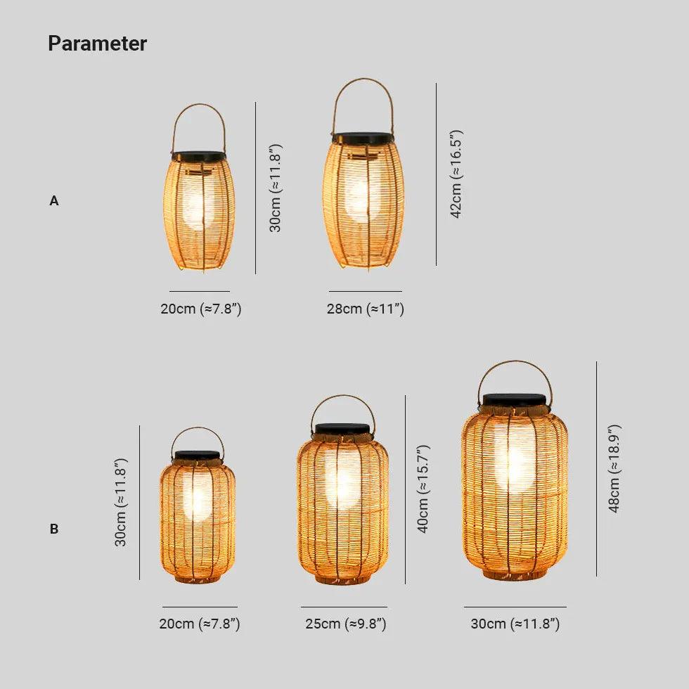 Solar-Powered Rattan Floor Lanterns for Outdoor Patio, Garden, Backyard - Waterproof LED Lighting for Decoration, Camping & Parties