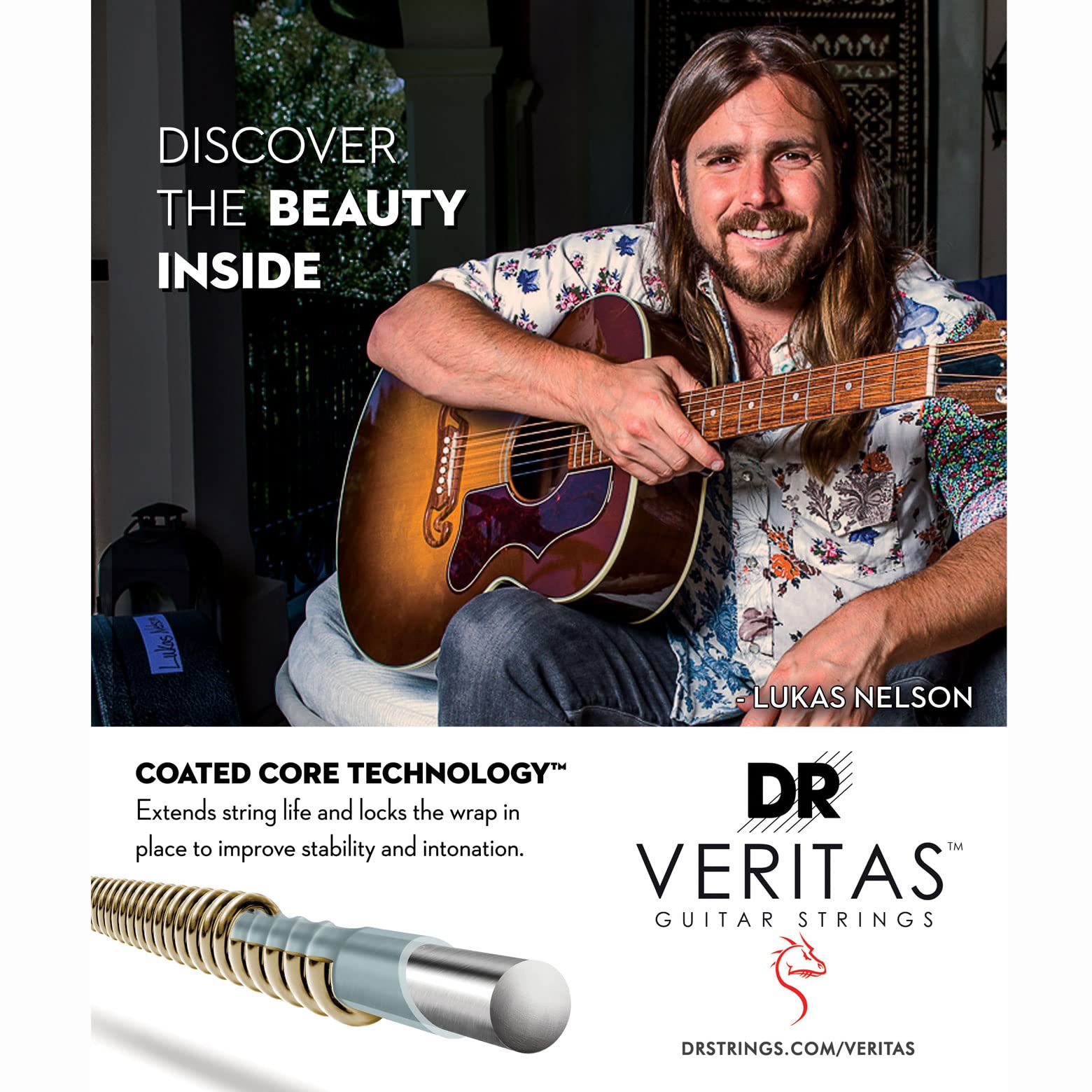 DR Strings VTA-11 Veritas Phosphor Bronze Acoustic Guitar Strings 11-50 Custom Light Gauge Set | Bright Tone & Long-Lasting Performance for Folk, Country & Fingerstyle Playing