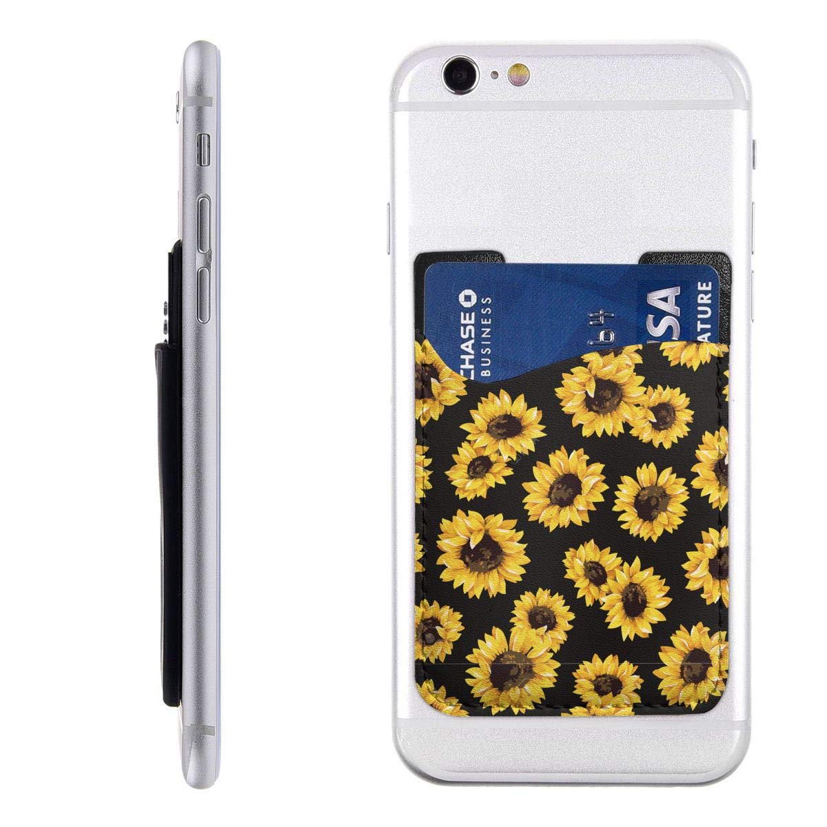 Stick-On Sunflower Phone Card Holder - Slim ID Credit Card Wallet Case Pouch for iPhone, Android & All Smartphones | Perfect for Hands-Free Shopping, Travel & Daily Commute
