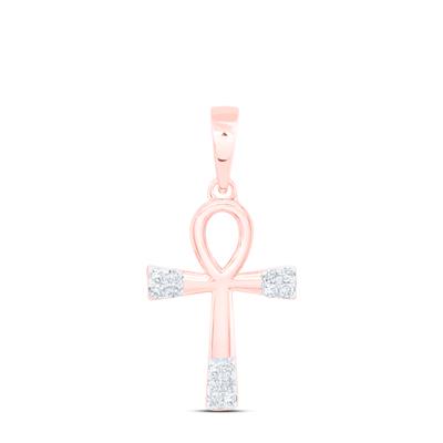 10k Gold Ankh Cross Pendant Necklace - 1/20 CTW Diamond Accent - Egyptian Symbol of Life - Perfect for Spiritual Jewelry, Gifts & Everyday Wear