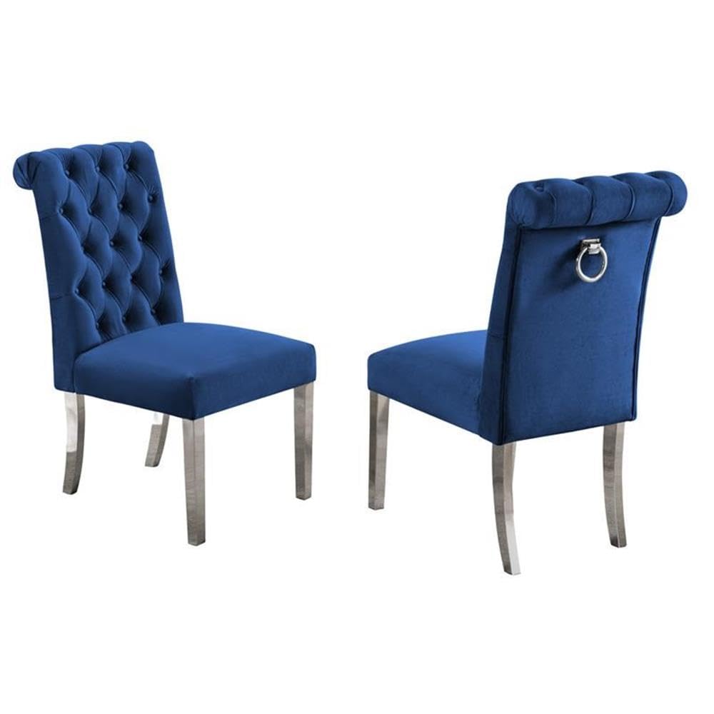 Premium Navy Blue Dining Chairs Set of 4 - High-Quality Modern Kitchen Chairs with Sturdy Metal Legs for Home, Restaurant & Office Use