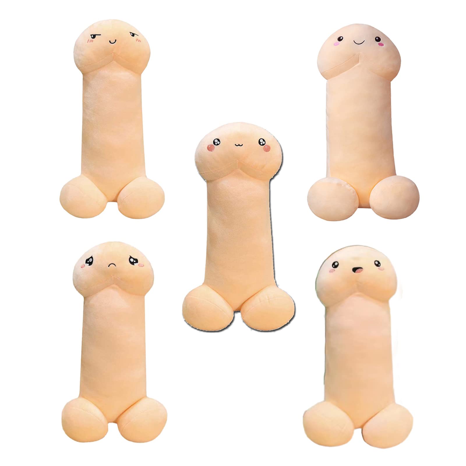 Weighted Plush Animals for Adults - Soft Stress Relief Pillows for Anxiety, Cute Funny Plushies for Women & Men - 5Pcs Beige Throw Pillows (27.6in) - Perfect for Bedroom Decor, Sofa Cuddling & Emotional Support Gifts