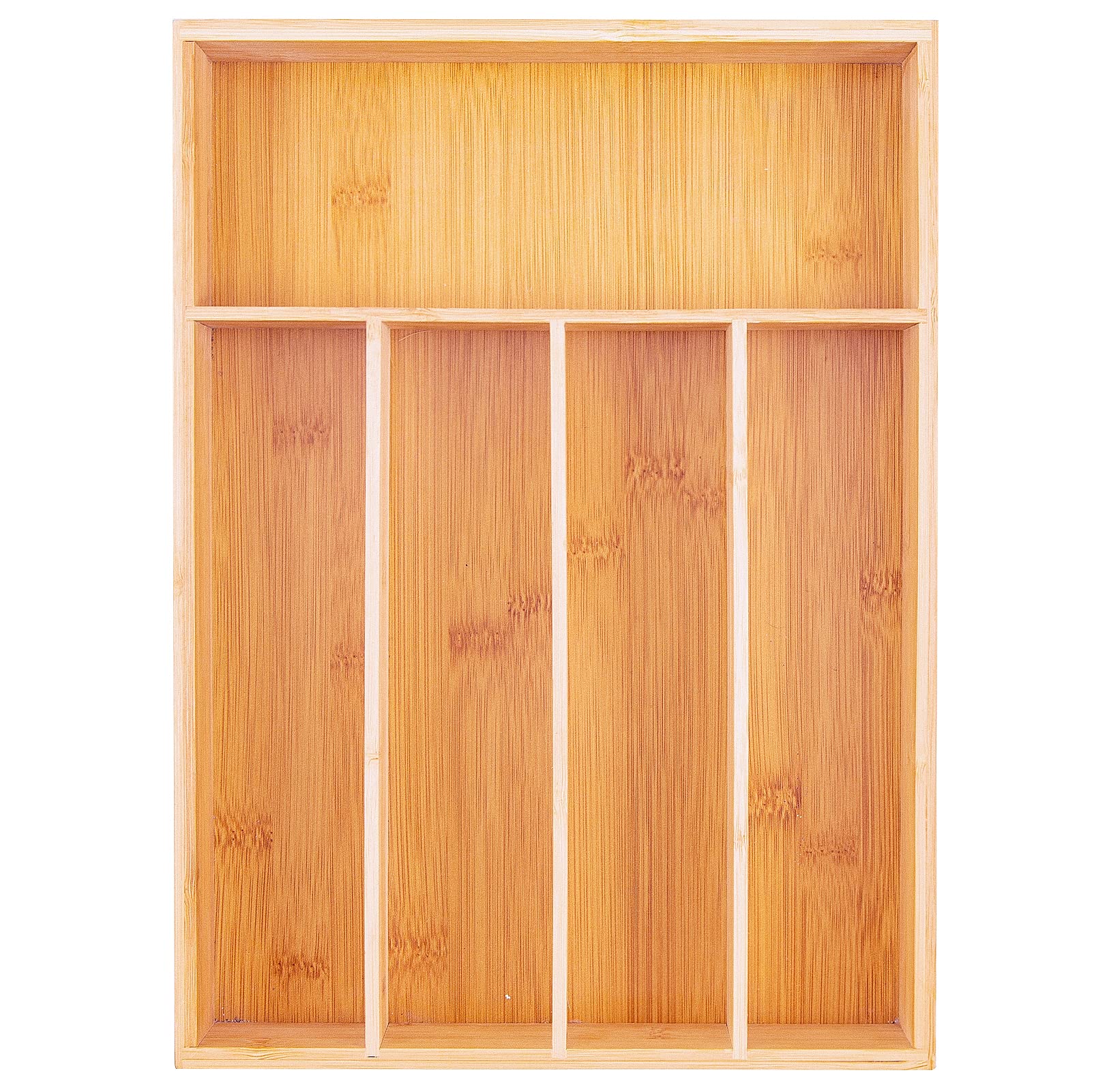 10-Inch Bamboo Drawer Organizer for Kitchen Utensils, Silverware & Cutlery - Flatware Holder, Office Storage Tray, Knife & Makeup Organizer - Perfect for Kitchen Drawers, Office Desks & Vanity Organization
