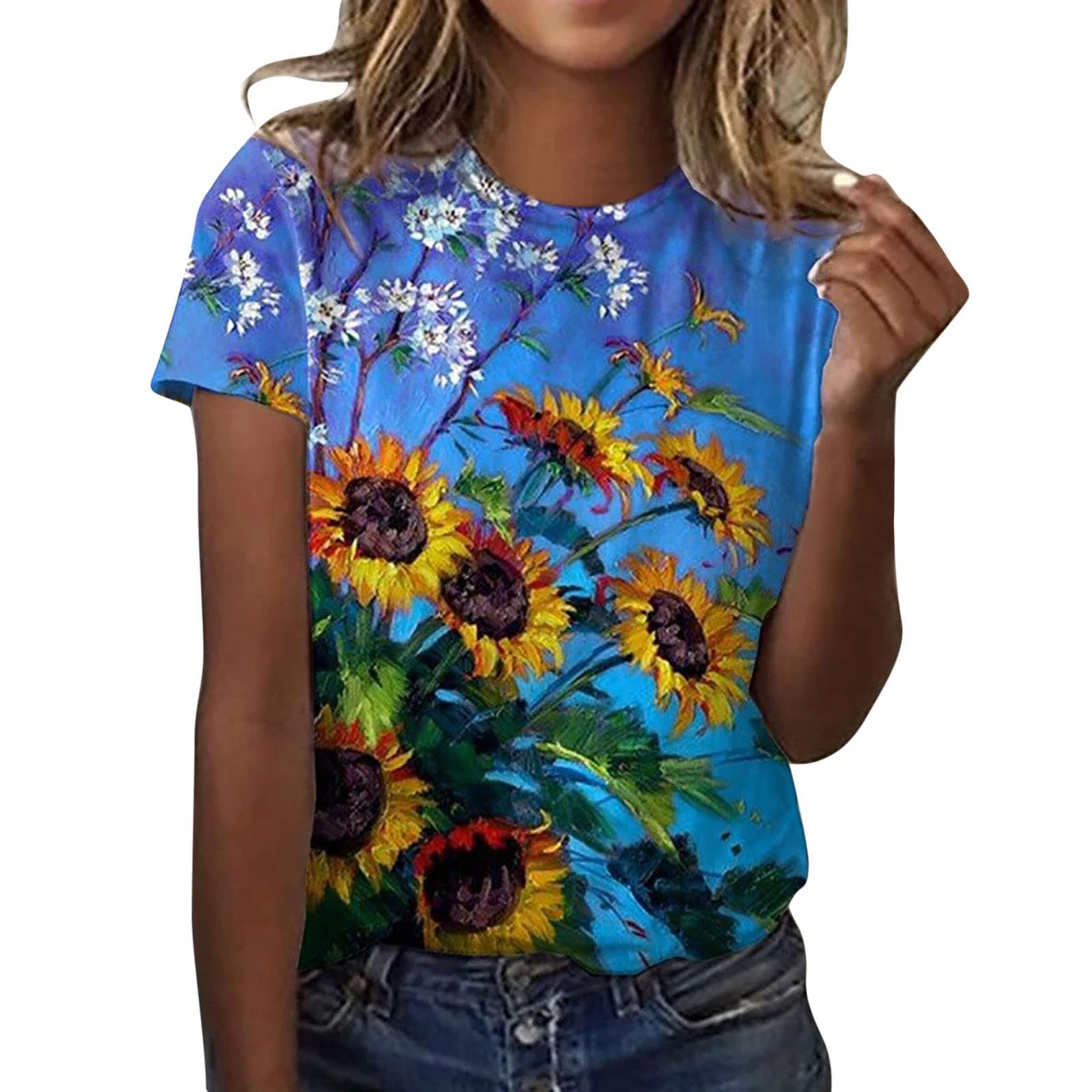 Women's Summer Tops - Casual Cold Shoulder Short Sleeve Flowy Cute Printed Tunic Tee Shirts | Beach Outfit, Vacation Wear & Everyday Comfort