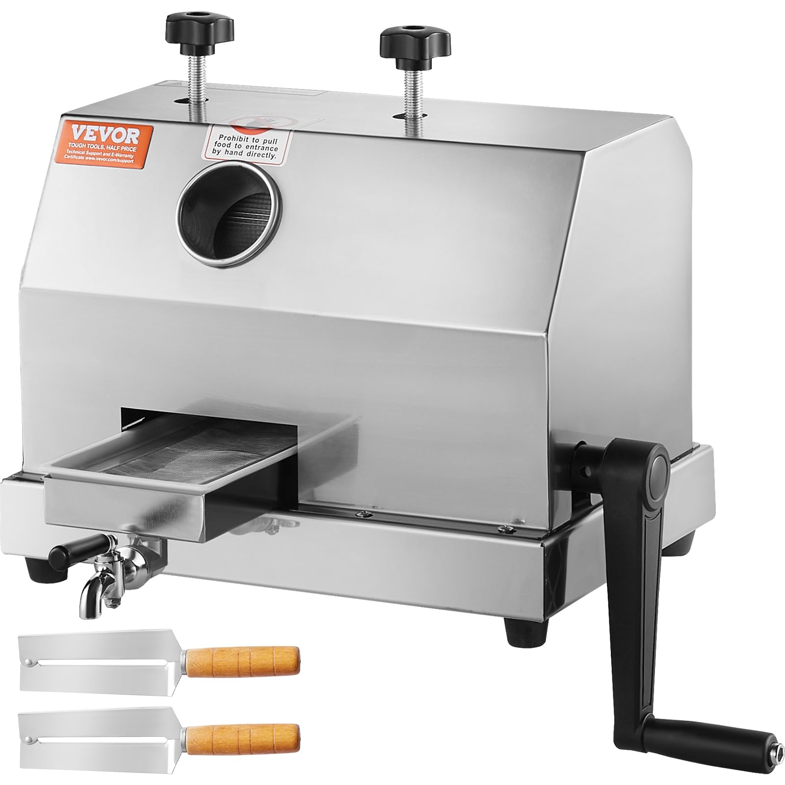 VEVOR Commercial Sugar Cane Juicer Machine - 110LBS/H High Output with 3 Stainless Steel Rollers, 2.4