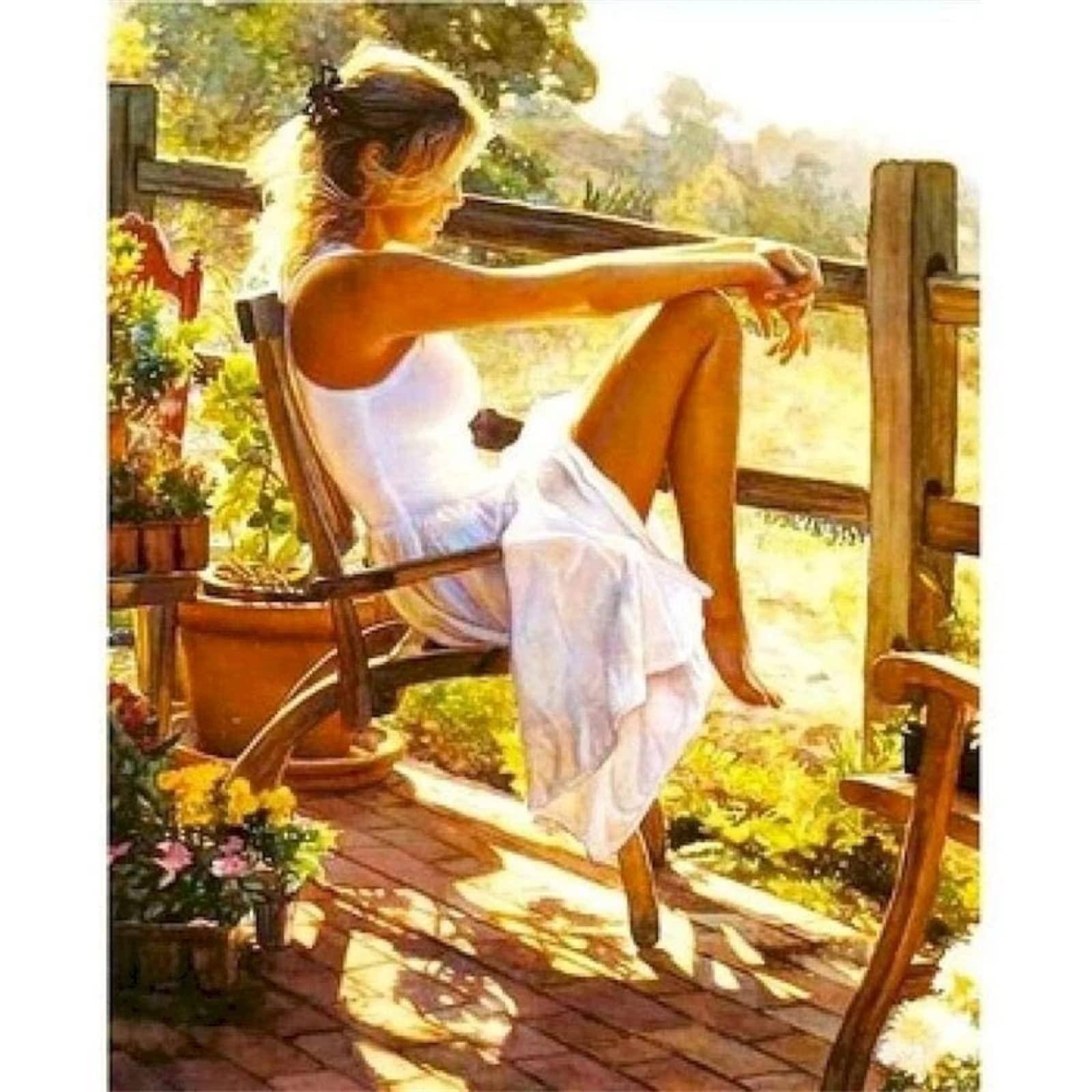 5D Diamond Painting Kit - Beautiful Woman in The Sun, Full Drill DIY Diamond Art for Adults, Crystal Rhinestones Cross Stitch Craft, Home Wall Decor (90x160cm/36x64in) - Perfect for Living Room, Bedroom & Entrance Décor