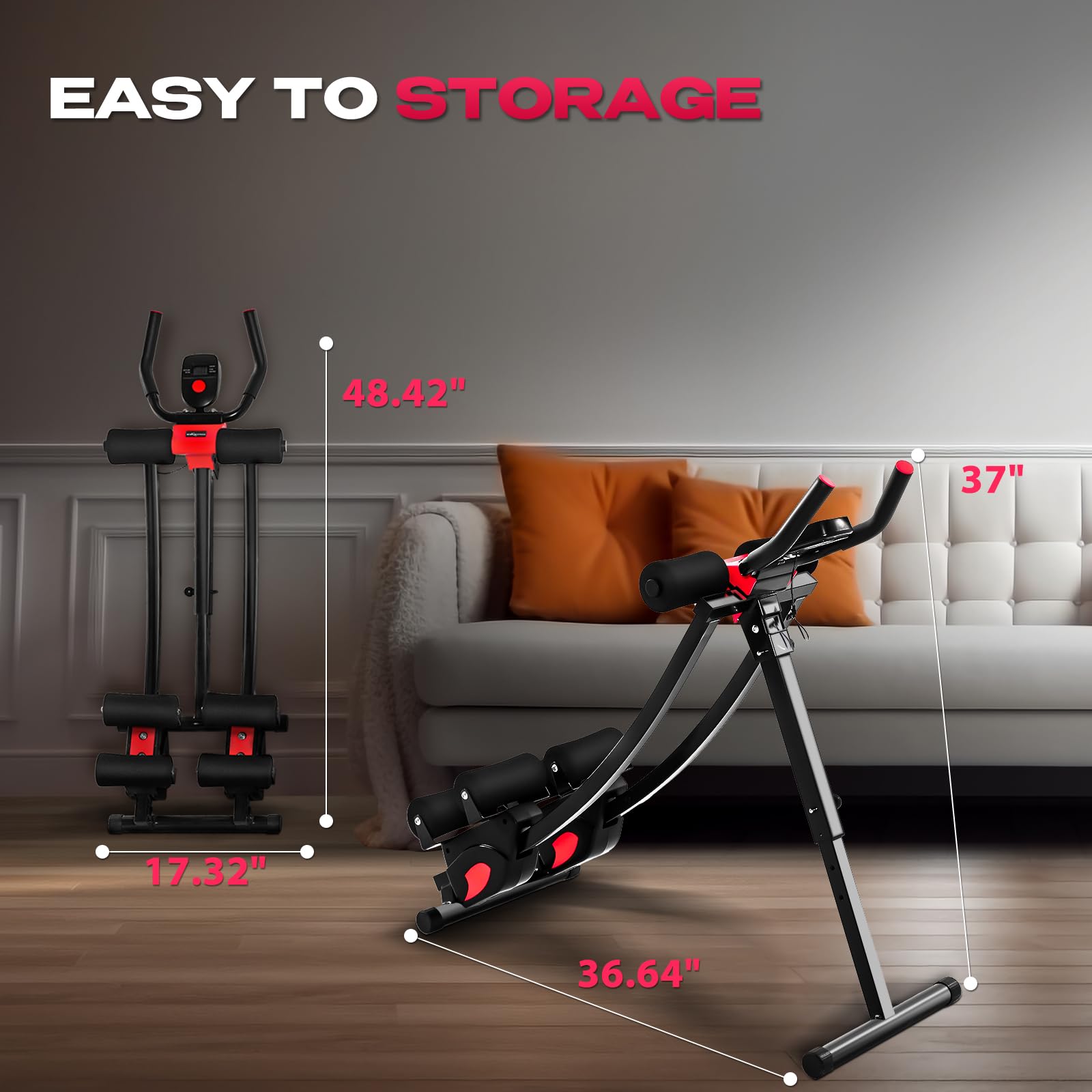 Dual-Track Ab Workout Machine with 4 Adjustable Heights - Foldable Core & Abdominal Trainer with 330lbs Capacity - Home Gym Equipment for Women & Men - Perfect for Toning Abs and Strengthening Core at Home