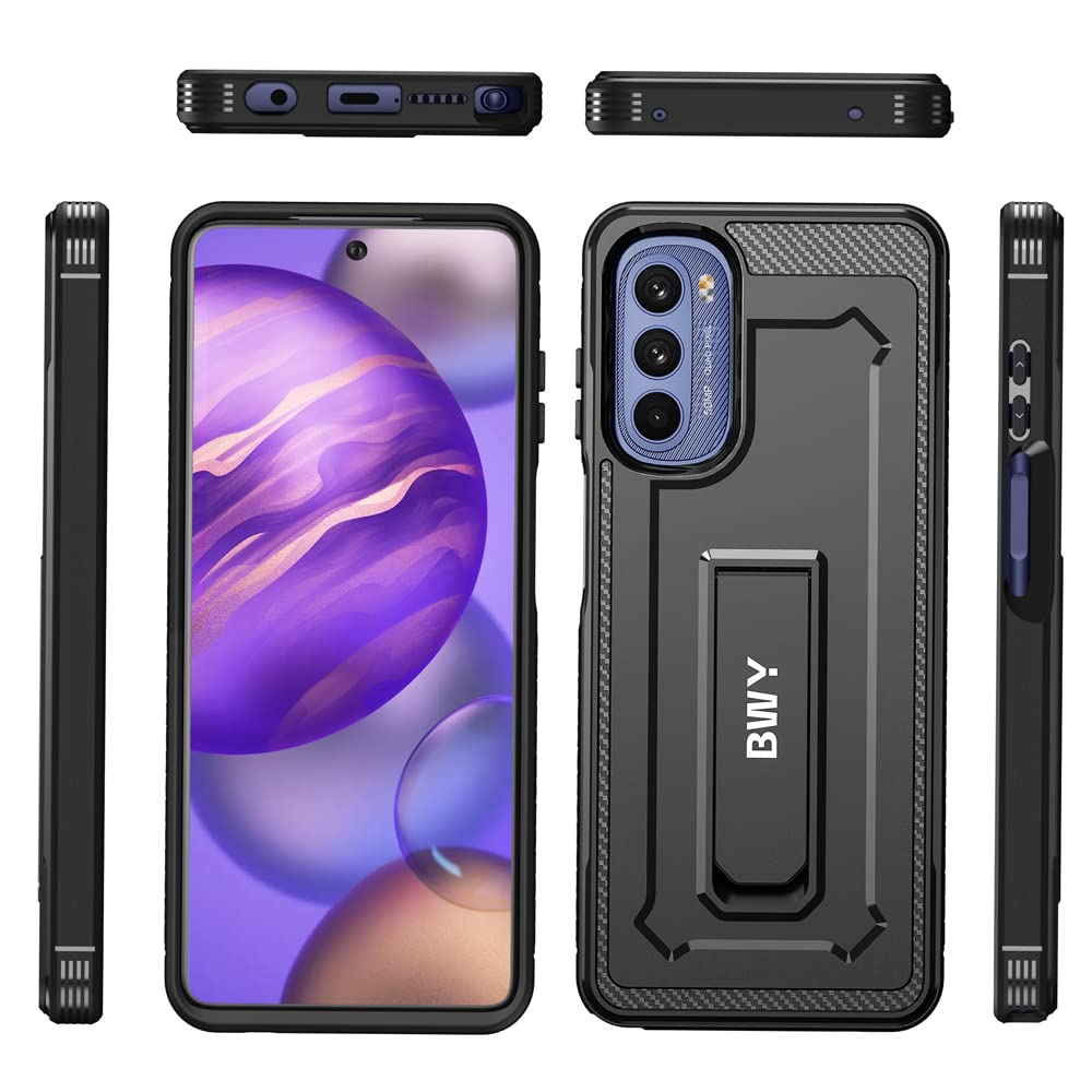 Military Grade Shockproof Case for Motorola Moto G Stylus 5G 2022 | Heavy Duty Protective Cover with Built-in Screen Protector & Foldable Kickstand | Perfect for Outdoor Activities, Work & Travel (Black)