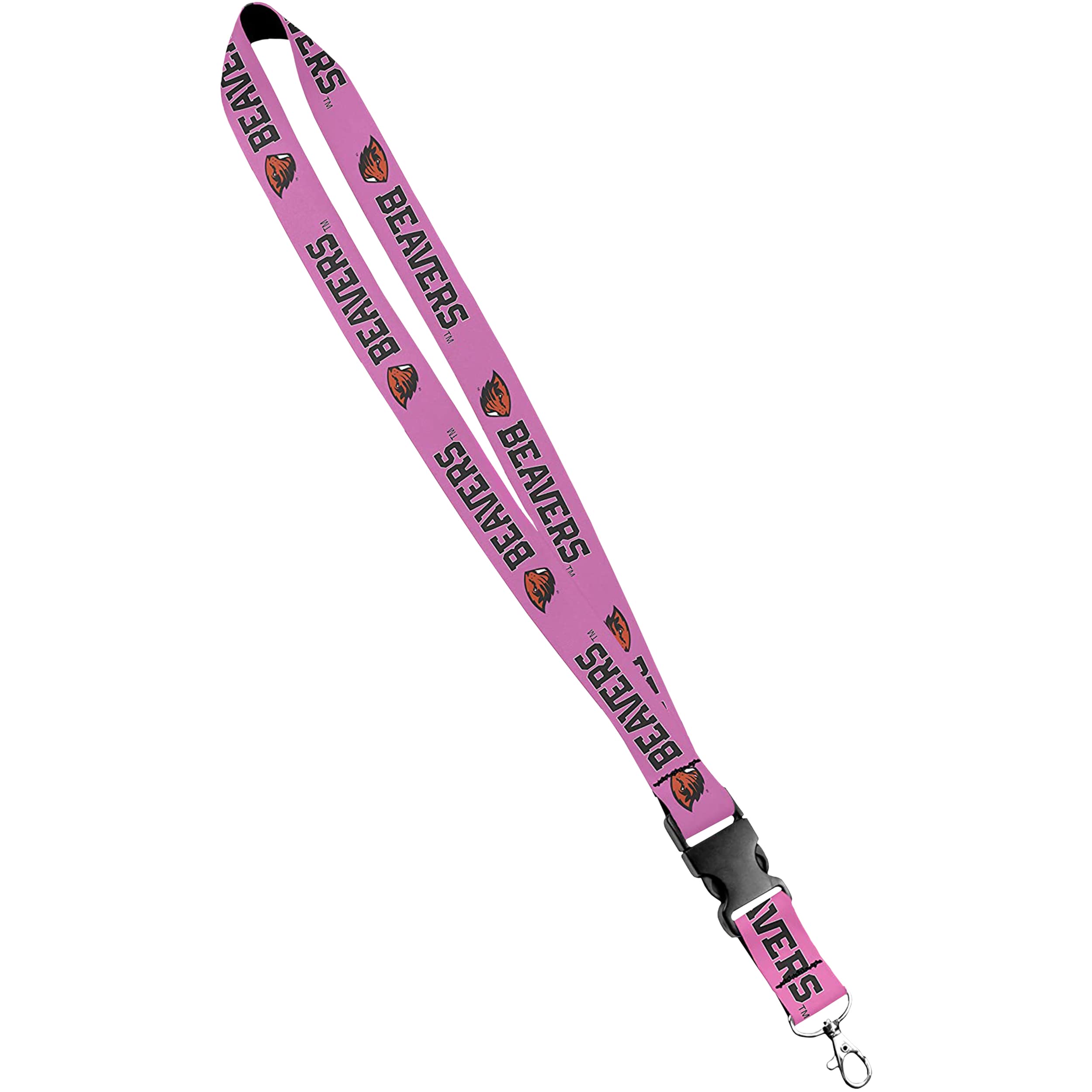 Oregon State Beaver Lanyard - Pink Polyester ID Badge Holder for Work & Events