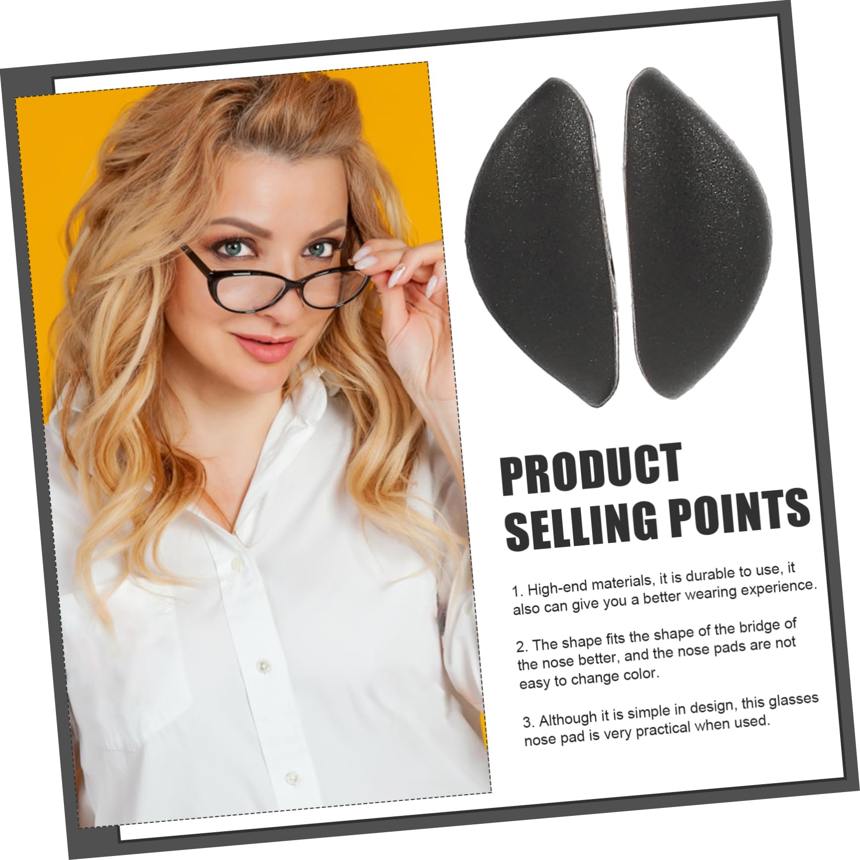 Hoement 10 Pairs Silicone Nose Pads for Glasses - Interchangeable Eyeglass Frame Replacement Nose Pads - Comfortable Anti-Slip Glasses Accessories for Reading, Computer Work and Outdoor Activities