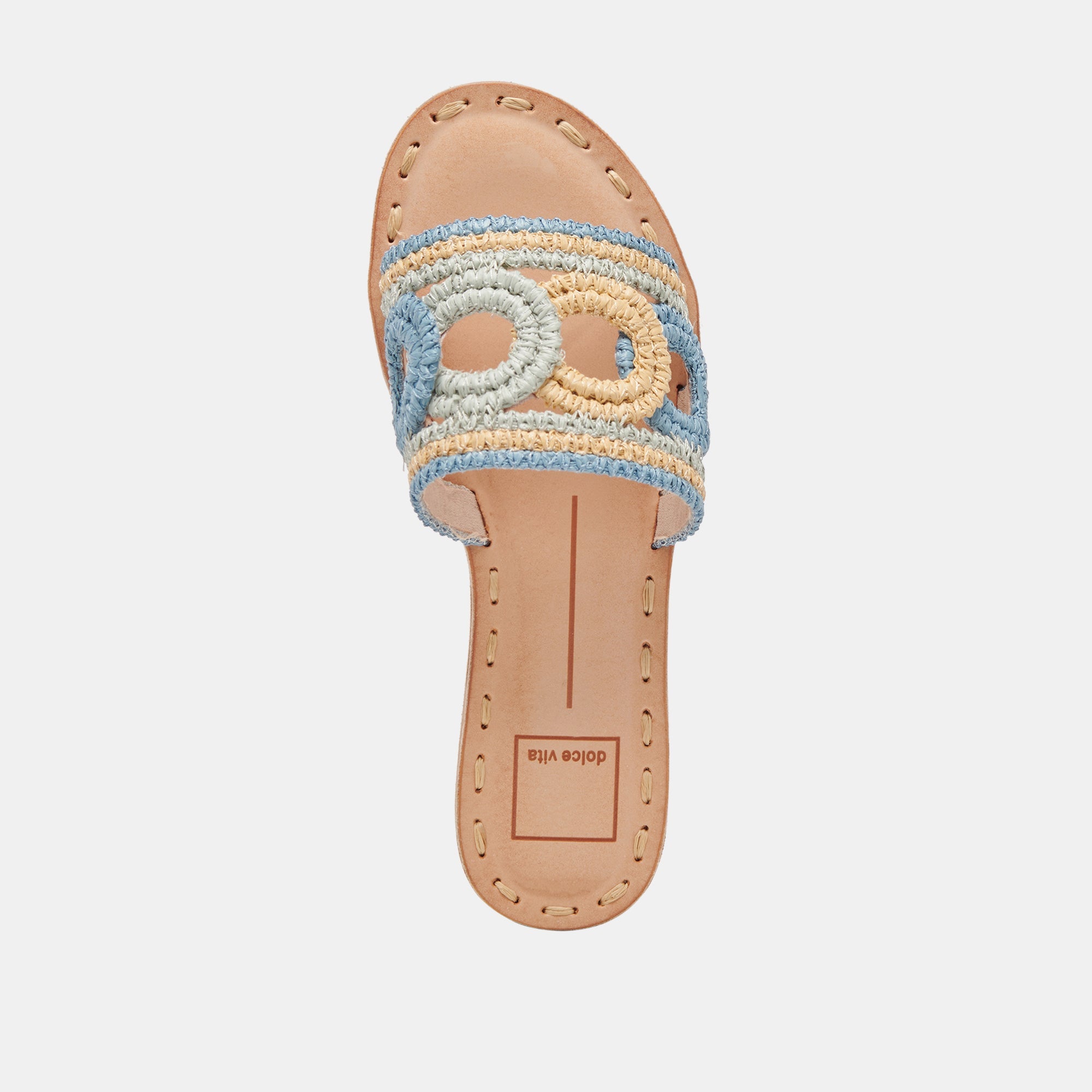 DANY Women's Blue Multi Raffia Sandals - Comfortable Summer Beach Slides for Outdoor Walking, Vacation, and Casual Wear