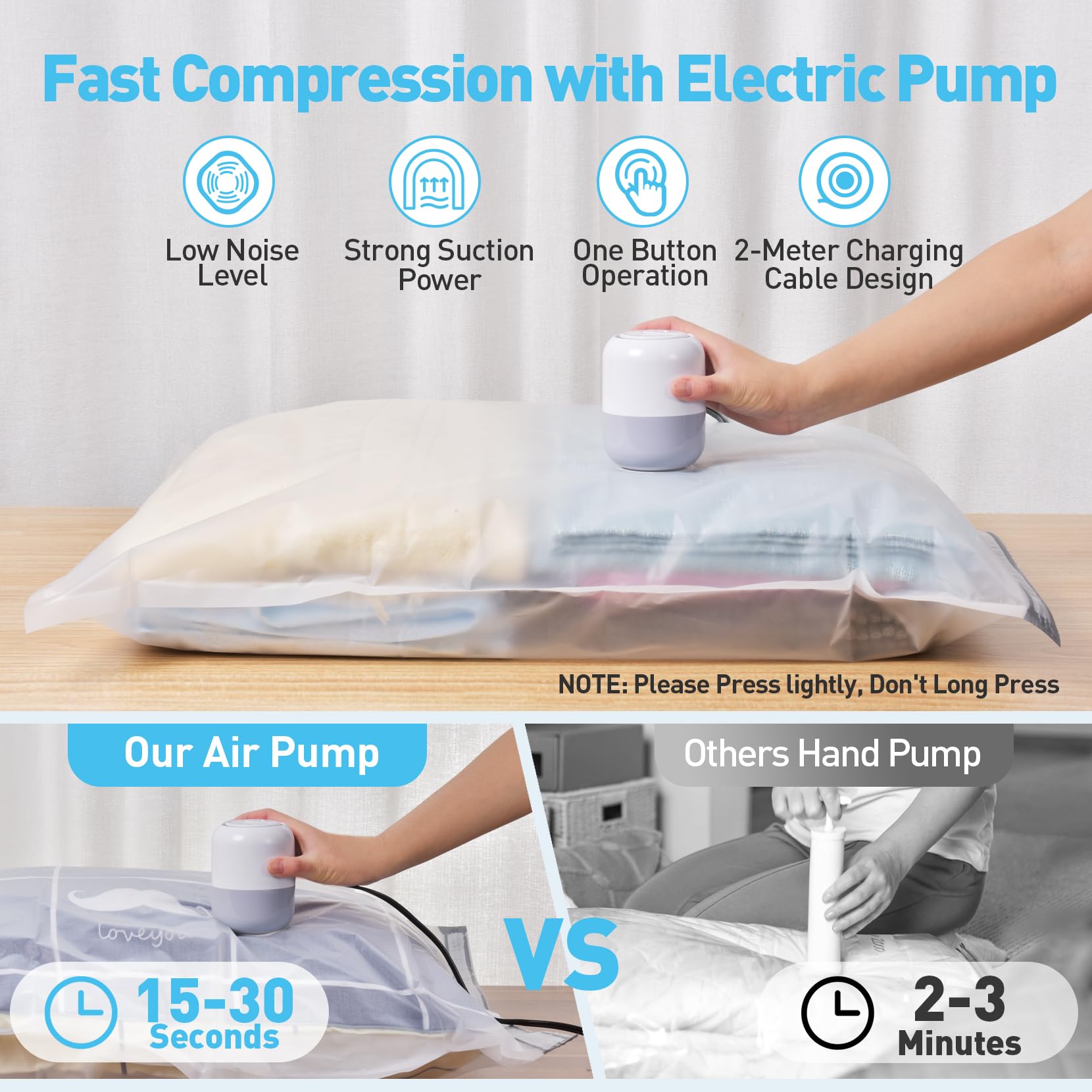 12 Pack Vacuum Storage Bags with Electric Pump - Space Saving Storage Bags for Clothes, Blankets, Duvets & Bedding (3 Jumbo/3 Large/3 Medium/3 Small) | Ideal for Home Organization, Seasonal Storage & Travel Packing
