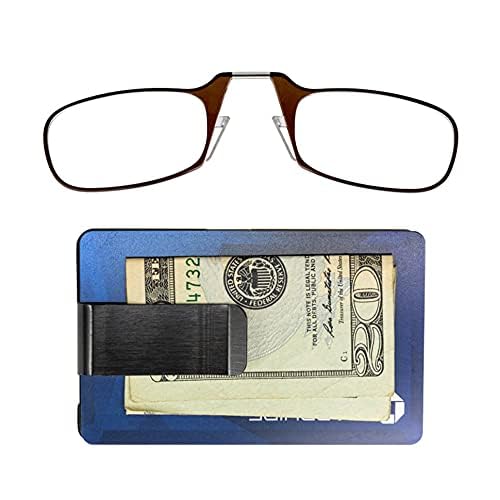 ThinOptics Slim Stainless Steel Wallet with Built-in Reading Glasses - Compact & Lightweight for Everyday Carry, Travel, and Minimalist Lifestyle
