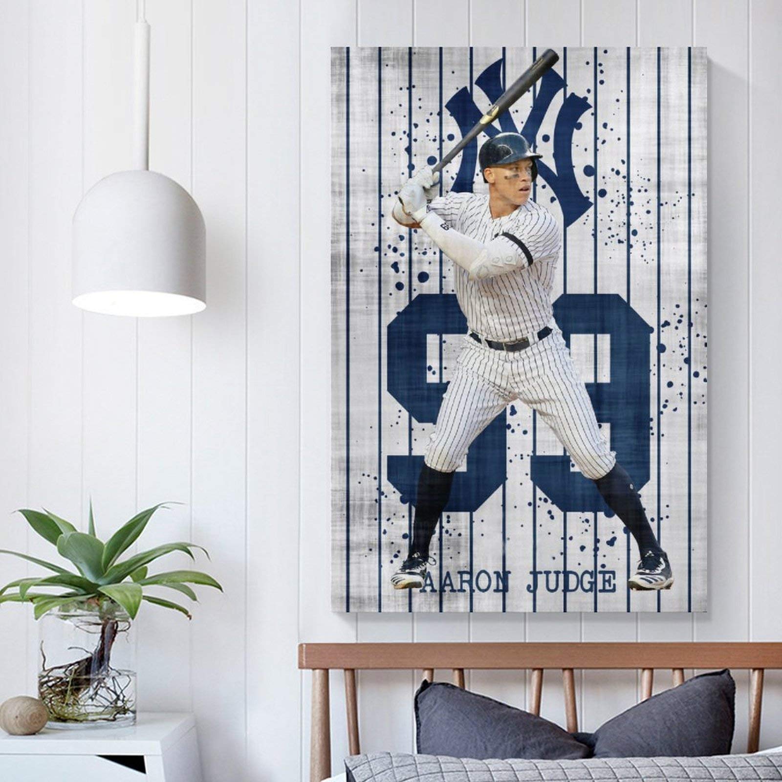 Aaron Judge Baseball Player Canvas Wall Art - 16x24 Inch (40x60cm) Sports Poster for Living Room, Bedroom, Man Cave & Game Room Decor - New York Yankees Fan Gift & MLB Memorabilia