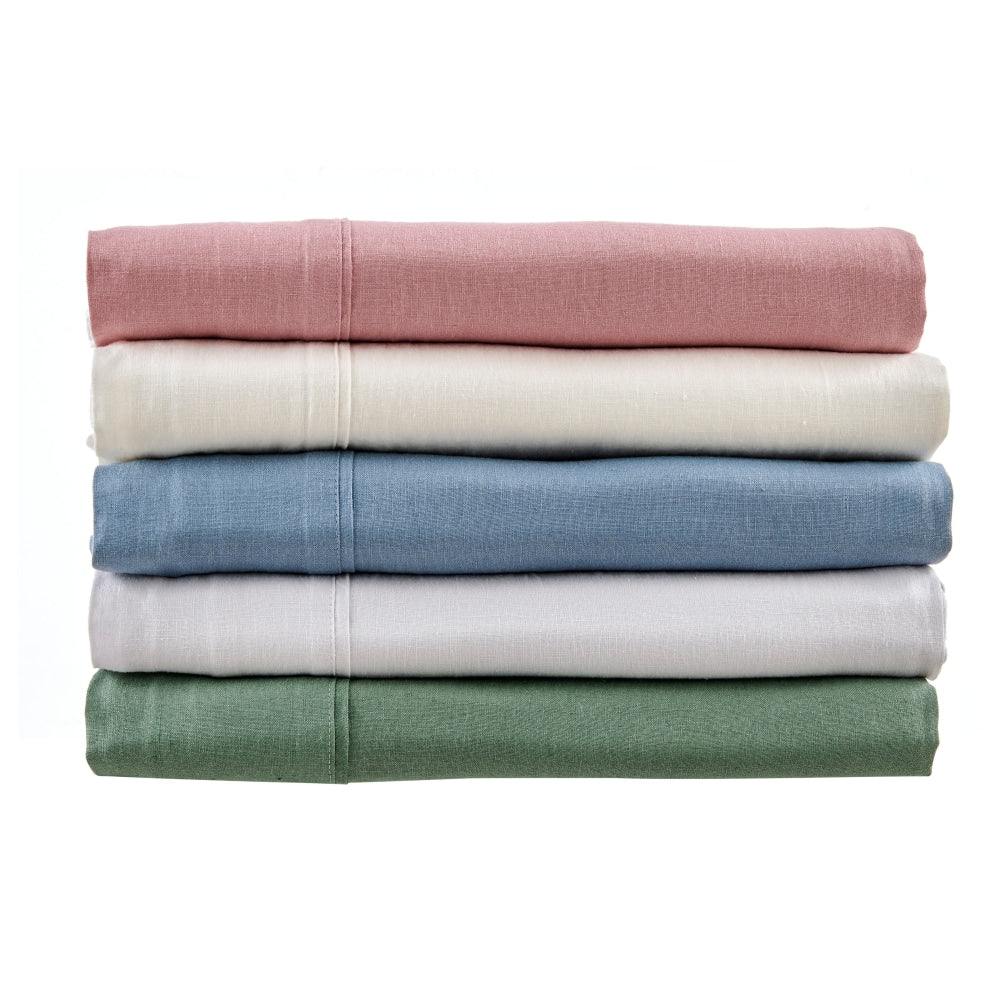 100% French Linen Bed Sheet Set - Breathable & Soft Double Size in Rose Pink | Perfect for Luxury Bedroom, Guest Room & Airbnb Stays