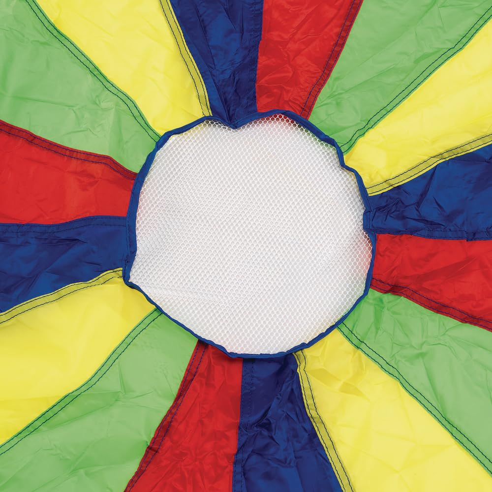 Excellerations Brawny Tough 6-Foot Rainbow Play Parachute for Kids with 8 Handles - Durable Gym & Outdoor Activity Toy for Group Games, Preschool Play & Physical Education