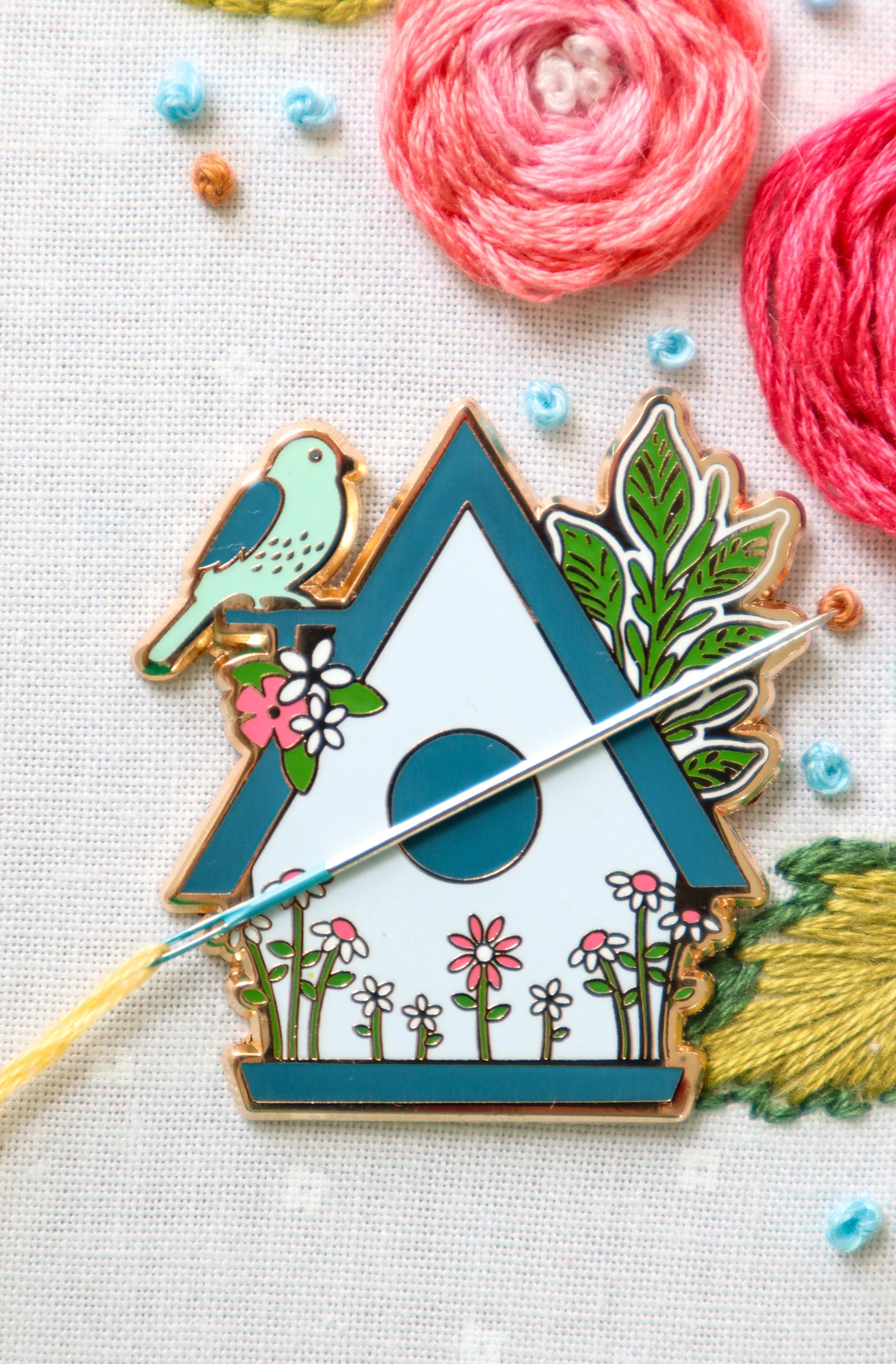 Flamingo Toes Needle Minder - MELODY LANE BIRDHOUSE Magnetic Pin Cushion for Sewing, Quilting & Embroidery | Perfect Craft Accessory for Needlework & Fabric Projects