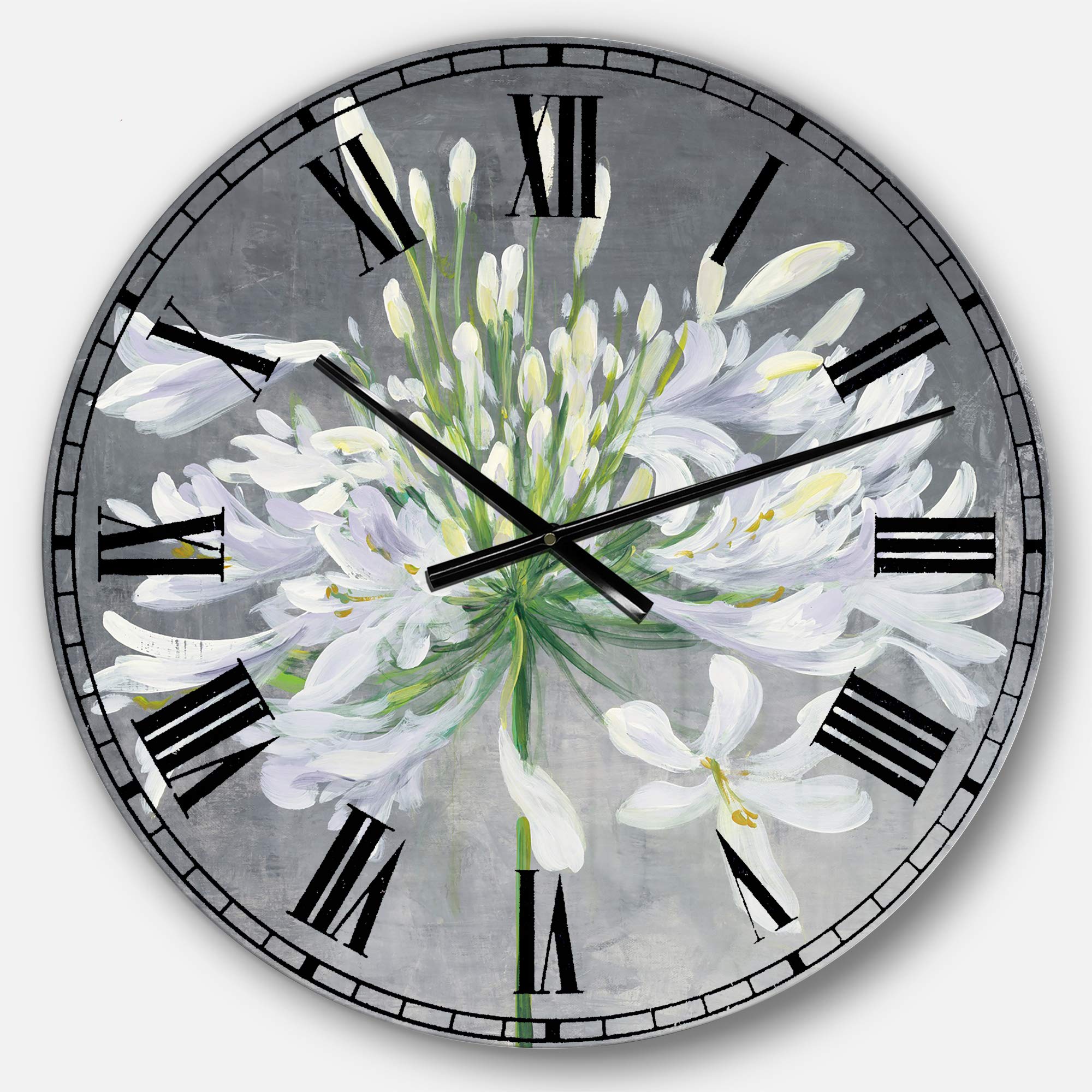 Designart Flower Cleome Splash I Traditional Round Wall Clock - Metal Home Decor for Living Room, Bedroom & Office | Perfect Wall Art for Modern Interiors & Gift Giving