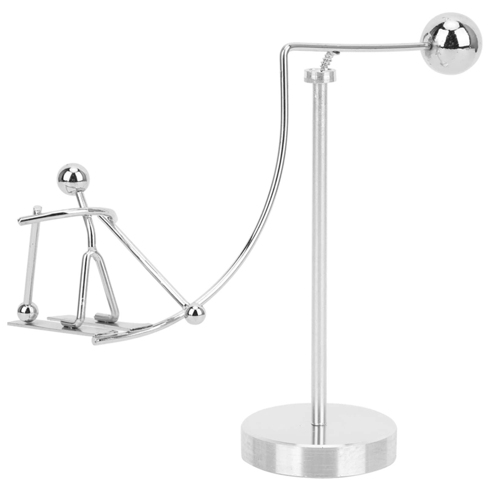 Newton's Cradle Balance Toy - Kinetic Art Desk Decor with Skiing Little Man Figure | Science Educational Toys for Kids & Adults | Perfect for Office Stress Relief, Home Decor, and STEM Learning Activities