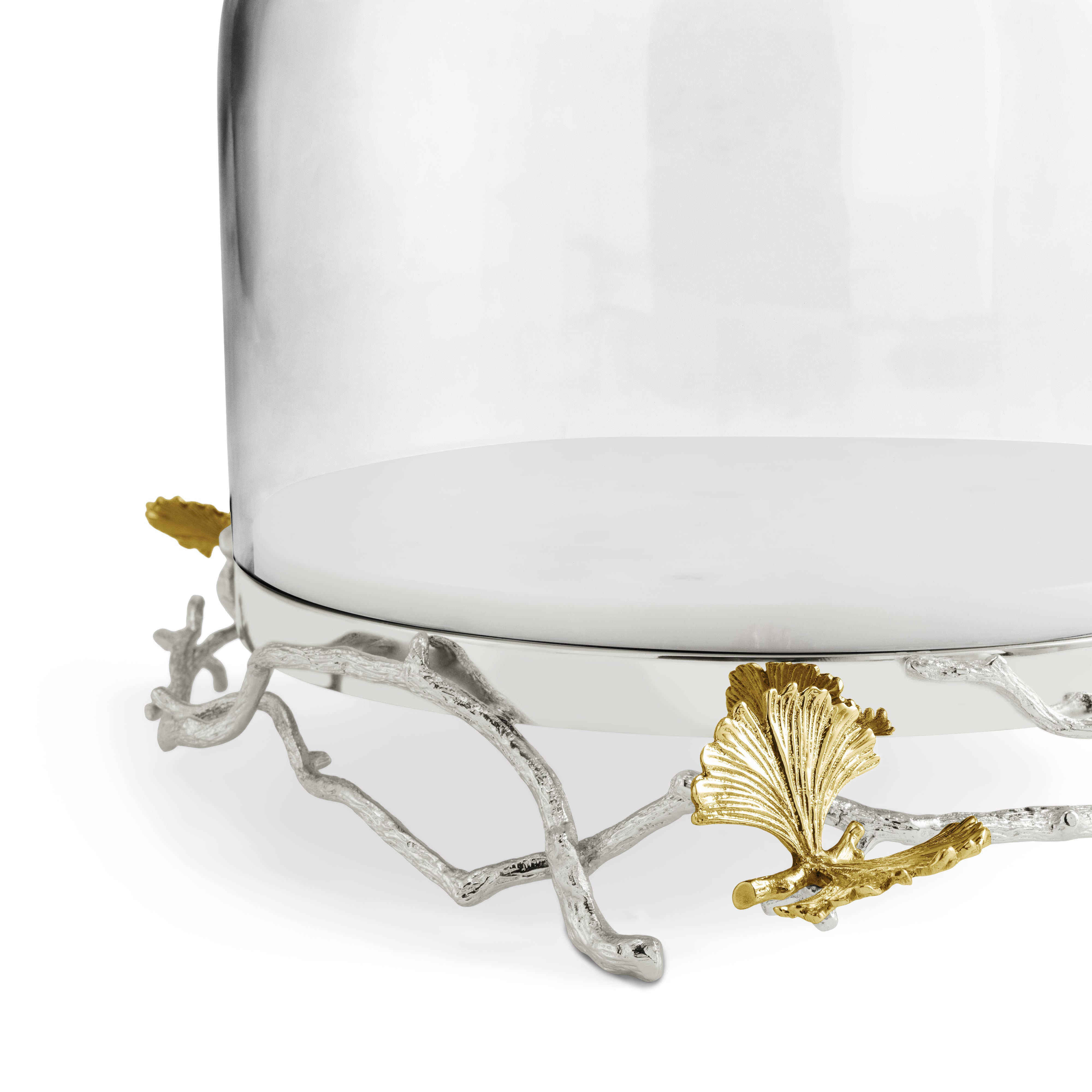 Elegant Butterfly Ginkgo Cake Stand with Glass Dome - Perfect for Wedding, Birthday, and Dessert Display