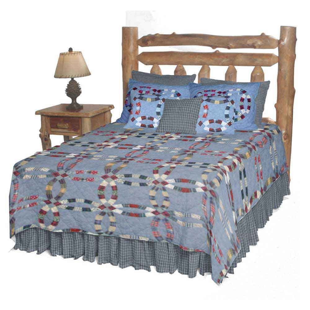 **Blue Cascade King Quilt Set - 4 Piece Handmade Patchwork Cotton Bedding (105