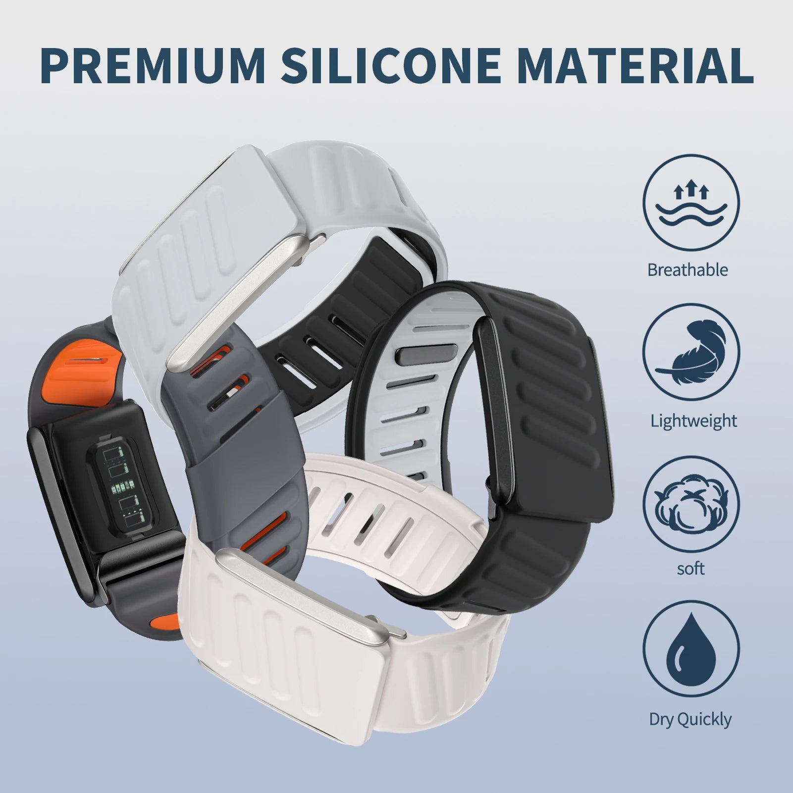 Premium Silicone Sports Straps for Whoop 4.0 & 3.0 - Comfortable, Durable Fitness Bands for Running, Cycling & Workouts