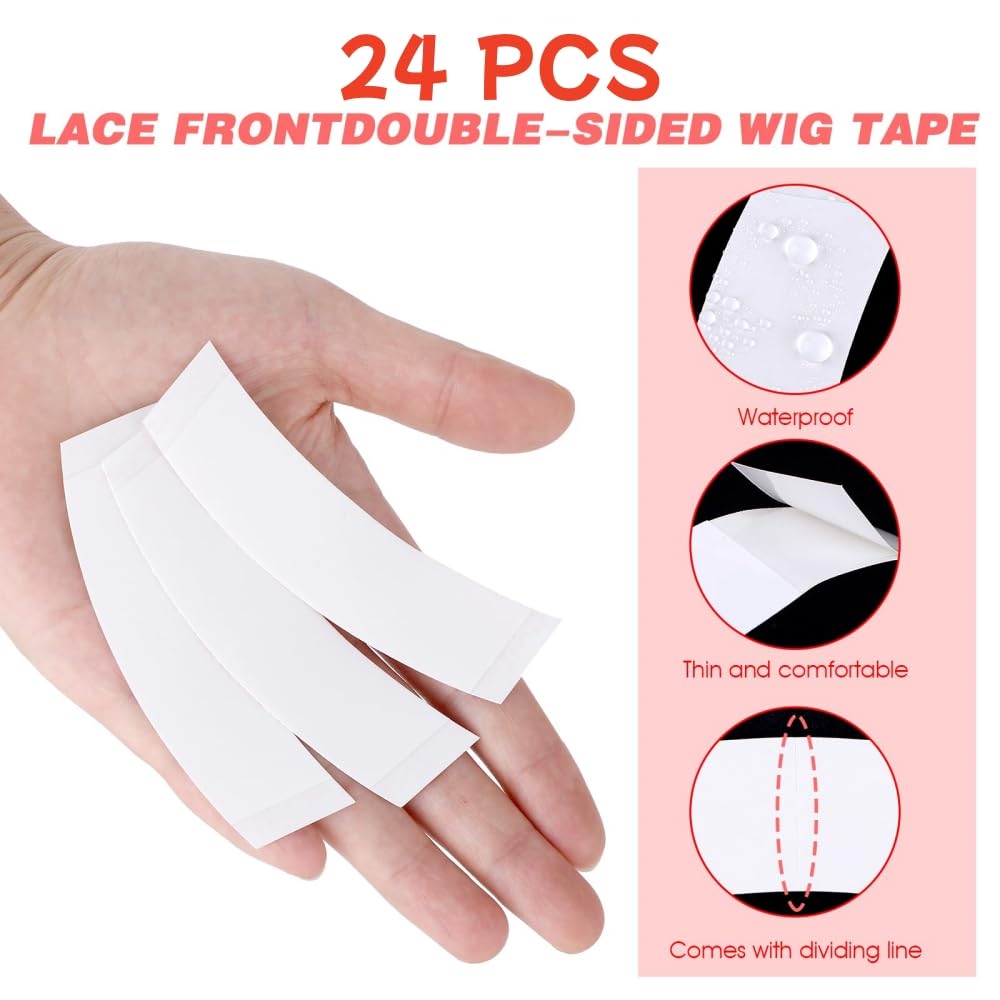 24 Pcs No Shine Hair Patch Tape for Men - Double Sided Wig Tape, Strong Hold & Invisible Adhesive for Toupees, Hair Systems & Wigs - Perfect for Daily Wear, Sports & Active Lifestyles