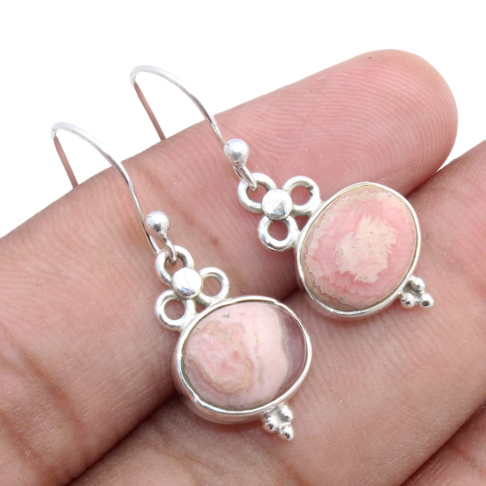 925 Sterling Silver Rhodochrosite Earrings - Women's Dangle Jewelry for Bridesmaids & Mother's Day Gifts
