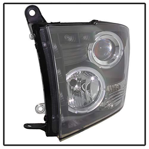 XTune LED Halo Headlights for Dodge Ram 1500 2009-2016 - Black/Clear Lens - High Visibility Lighting for Night Driving & Off-Road Adventures