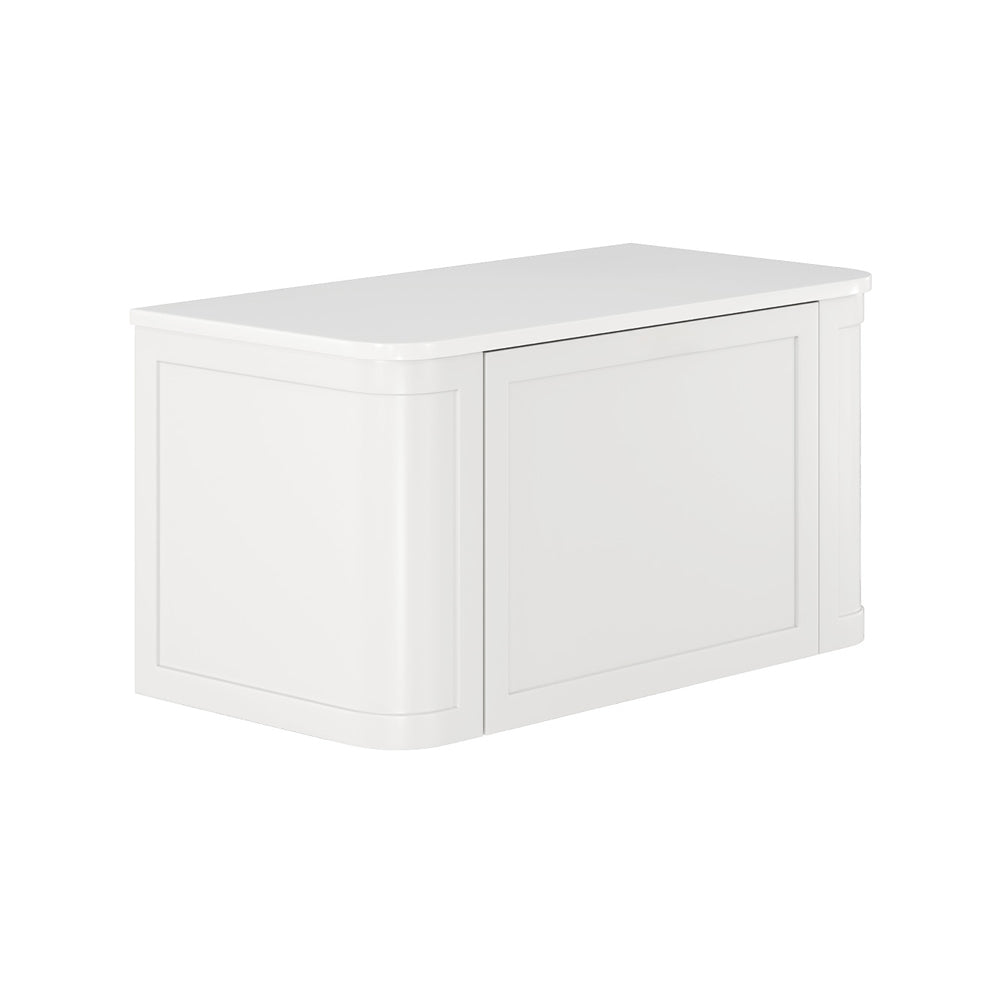 Fienza 90CM Mila Curved Satin White 900 Wall Hung Bathroom Vanity Cabinet - Perfect for Modern Bathroom Storage & Organization