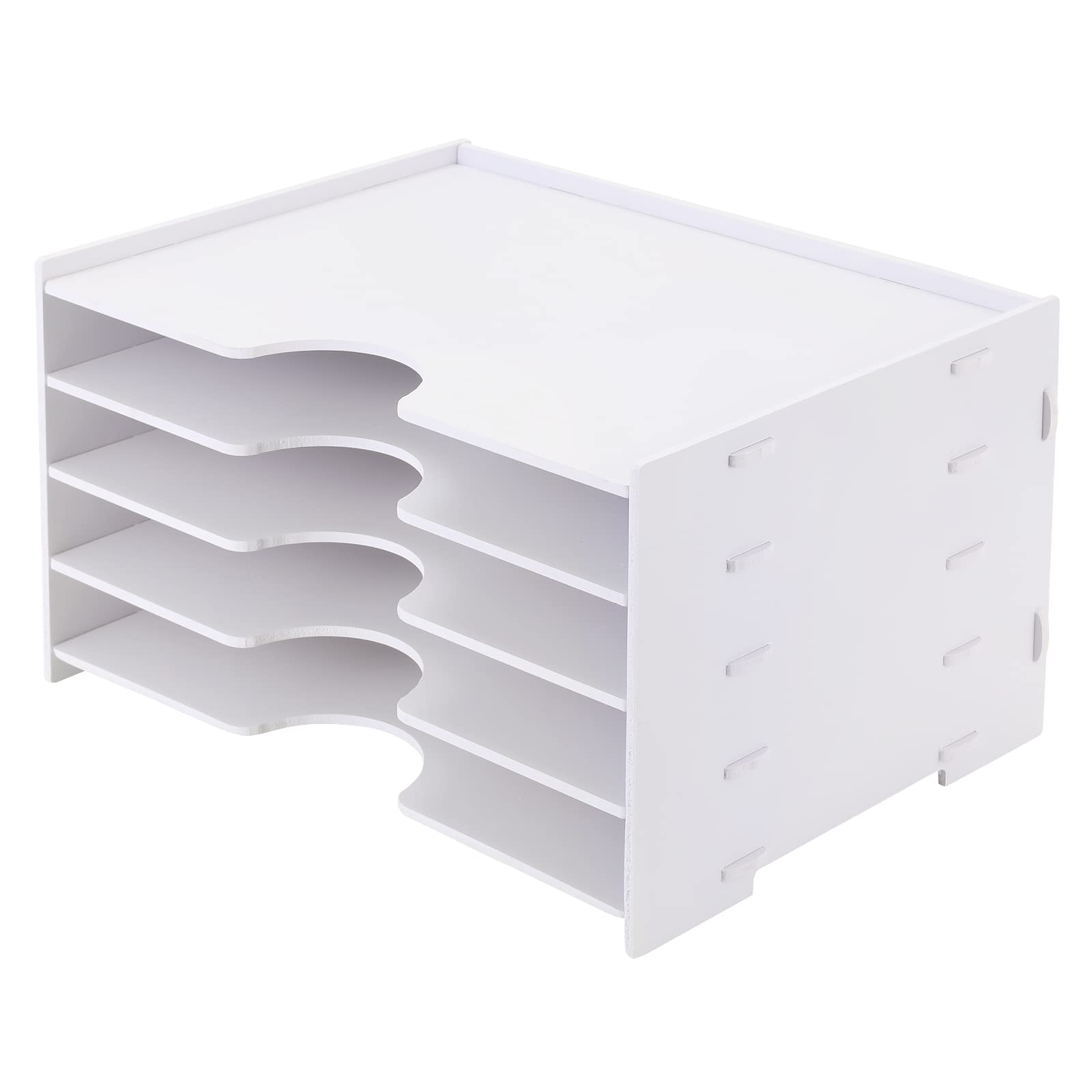 4-Tier Wooden Desktop Paper Organizer - Office & Home Storage
