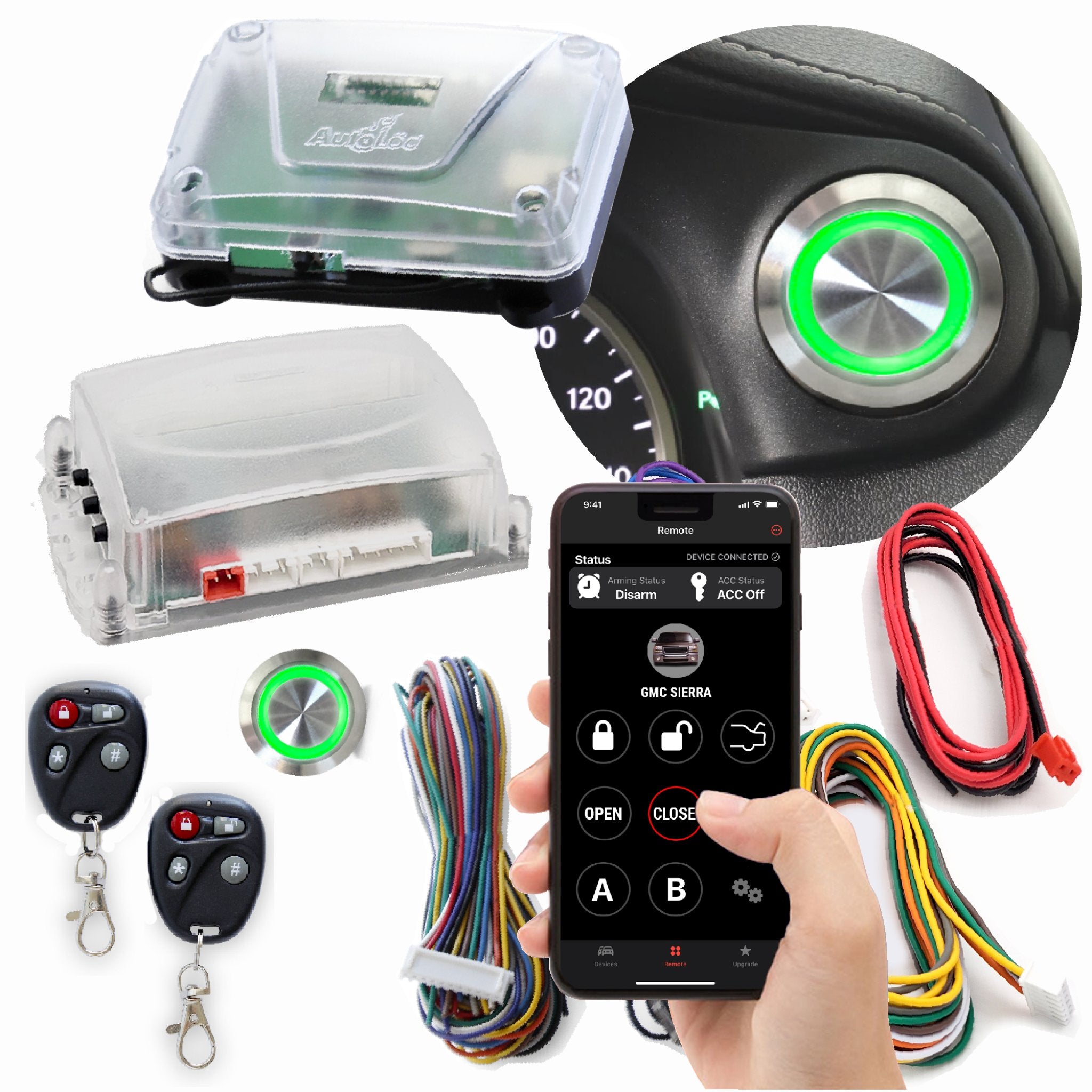 1903 Rambler Model E Billet Push Button Switch - Engine Start Stop & Remote Start Keyless Entry Kit for Classic Car Restoration & Hot Rod Customization