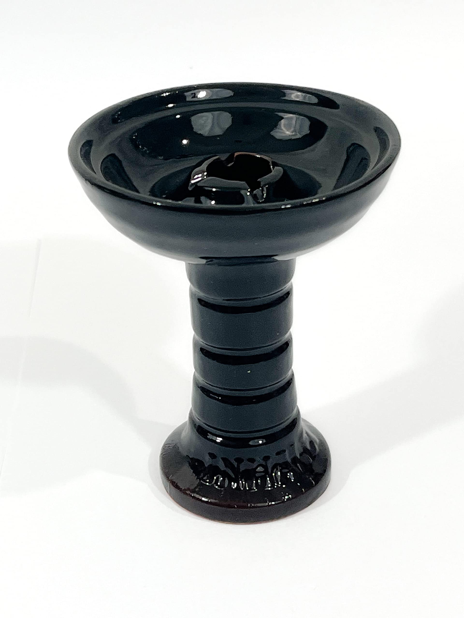 Premium 4-Inch Glazed Clay Phunnel Hookah Bowl - Durable Funnel Shisha Accessory for Smooth Smoking (Black) - Perfect for Home Use, Parties & Hookah Lounges