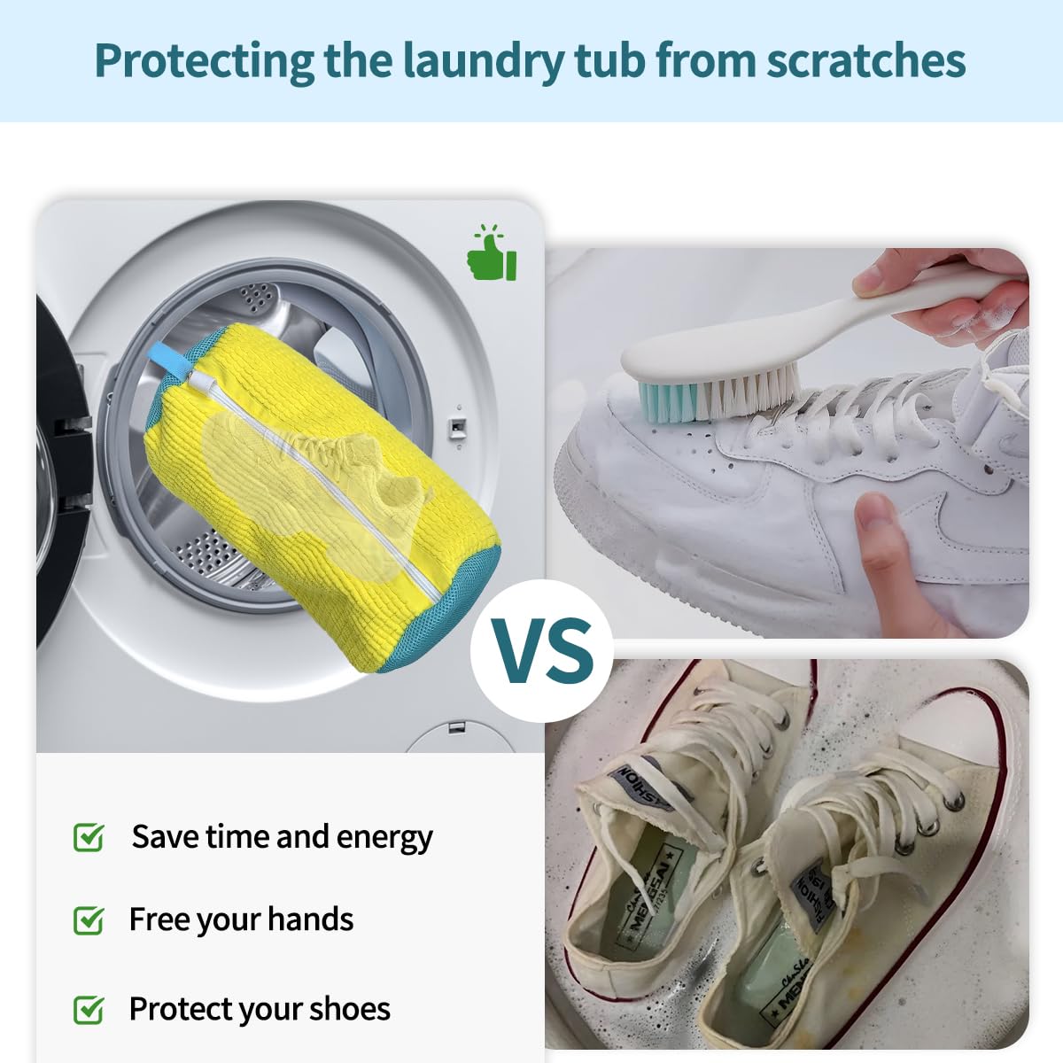 Shoe Washing Machine Bag - Laundry Wash Bag for Sneakers & Shoes - Reusable Mesh Cleaning Bag for Washer & Dryer - Perfect for Travel, Gym & Sports Gear Protection