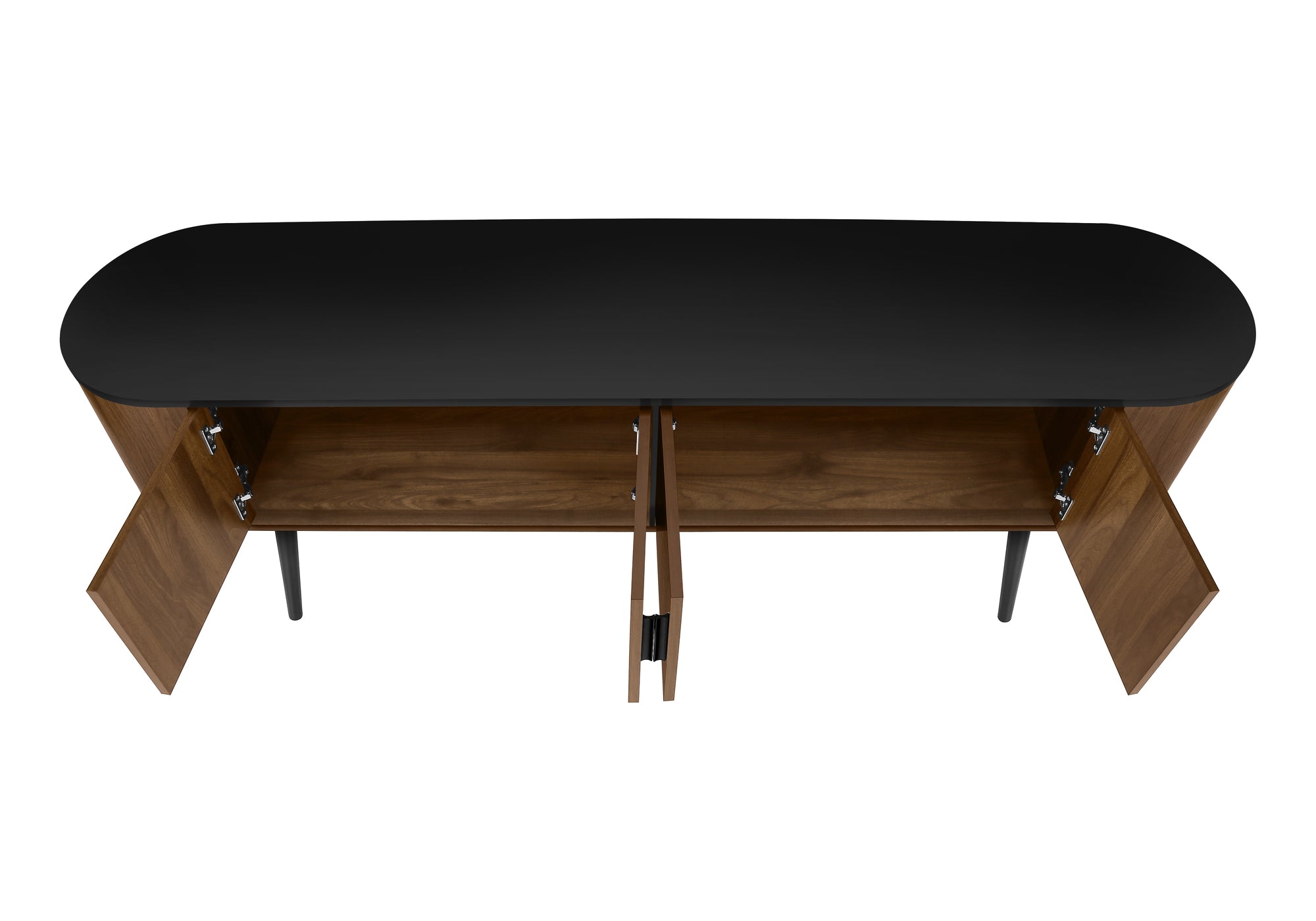 EleganceMax 72 Inch TV Stand - Mid Century Modern Entertainment Center with Walnut & Black Laminate - Perfect for Living Room, Home Theater & Media Storage