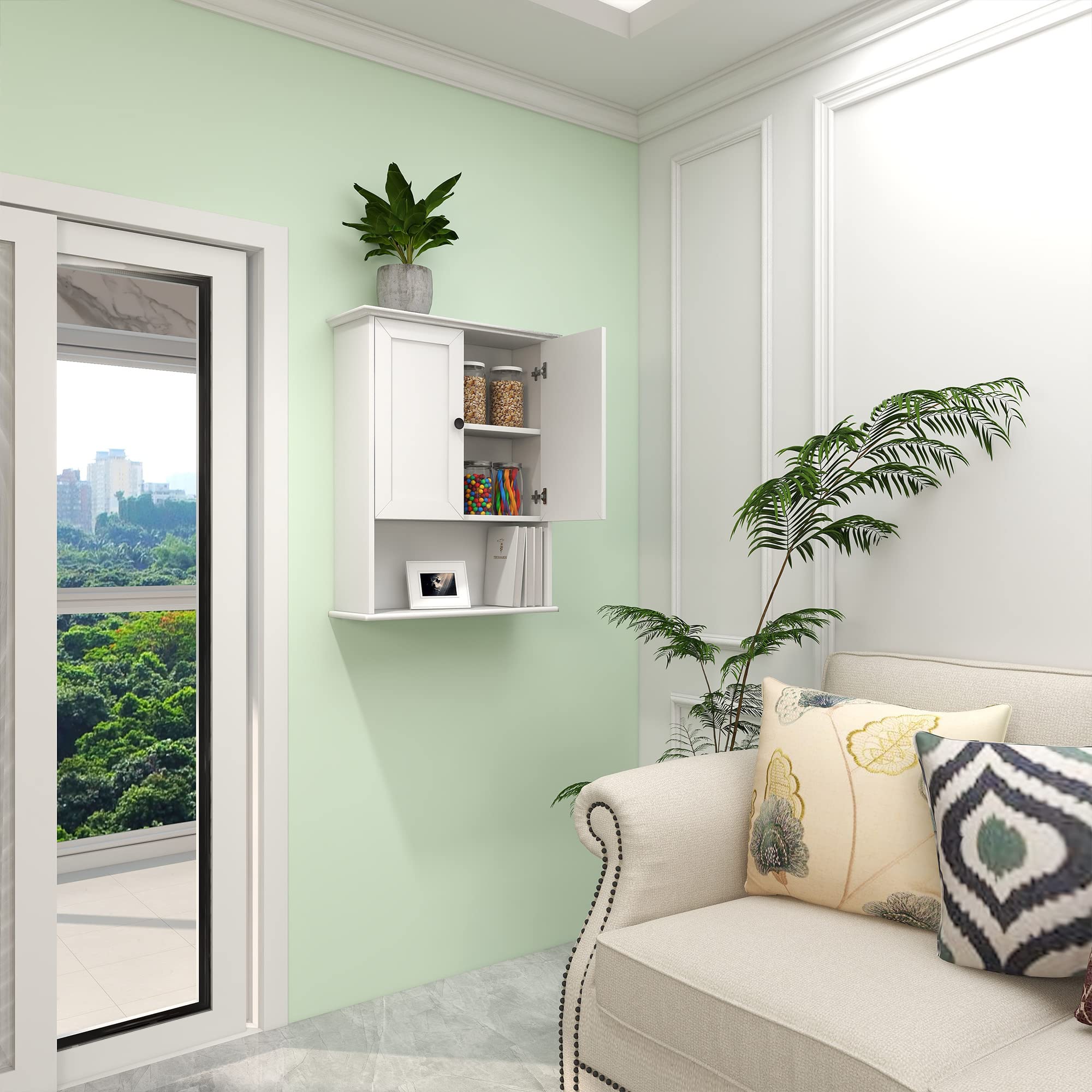 White Bathroom Wall Cabinet 24x30 Inch - Over Toilet Storage with Adjustable Shelf | 2-Door Wall Mounted Medicine Cabinet | Wooden Bathroom Organizer with Metal Handle & Soft Hinge | Perfect for Small Bathrooms, Powder Rooms & Apartment Storage Solutions