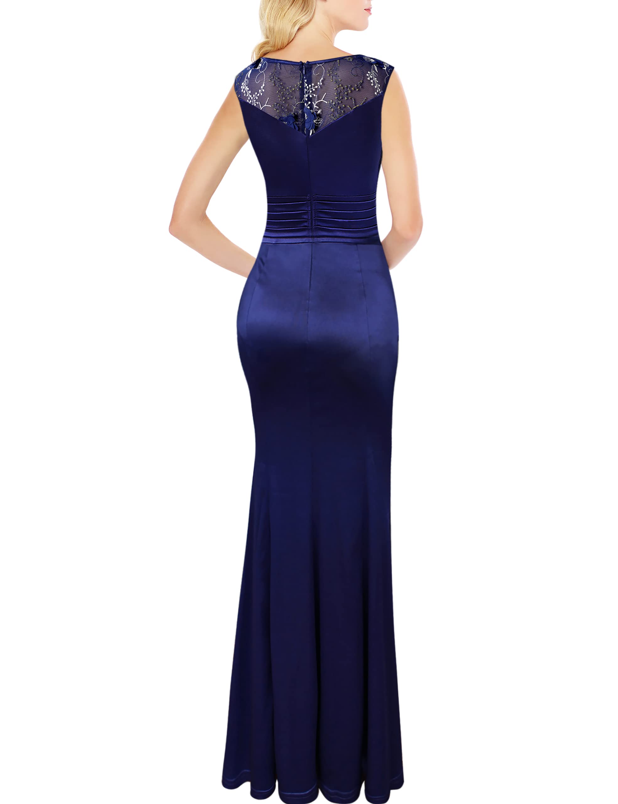 VFSHOW Women's Formal Ruched Ruffles Evening Prom Wedding Party Maxi Dress - Elegant Long Gown for Special Occasions, Dinners & Celebrations