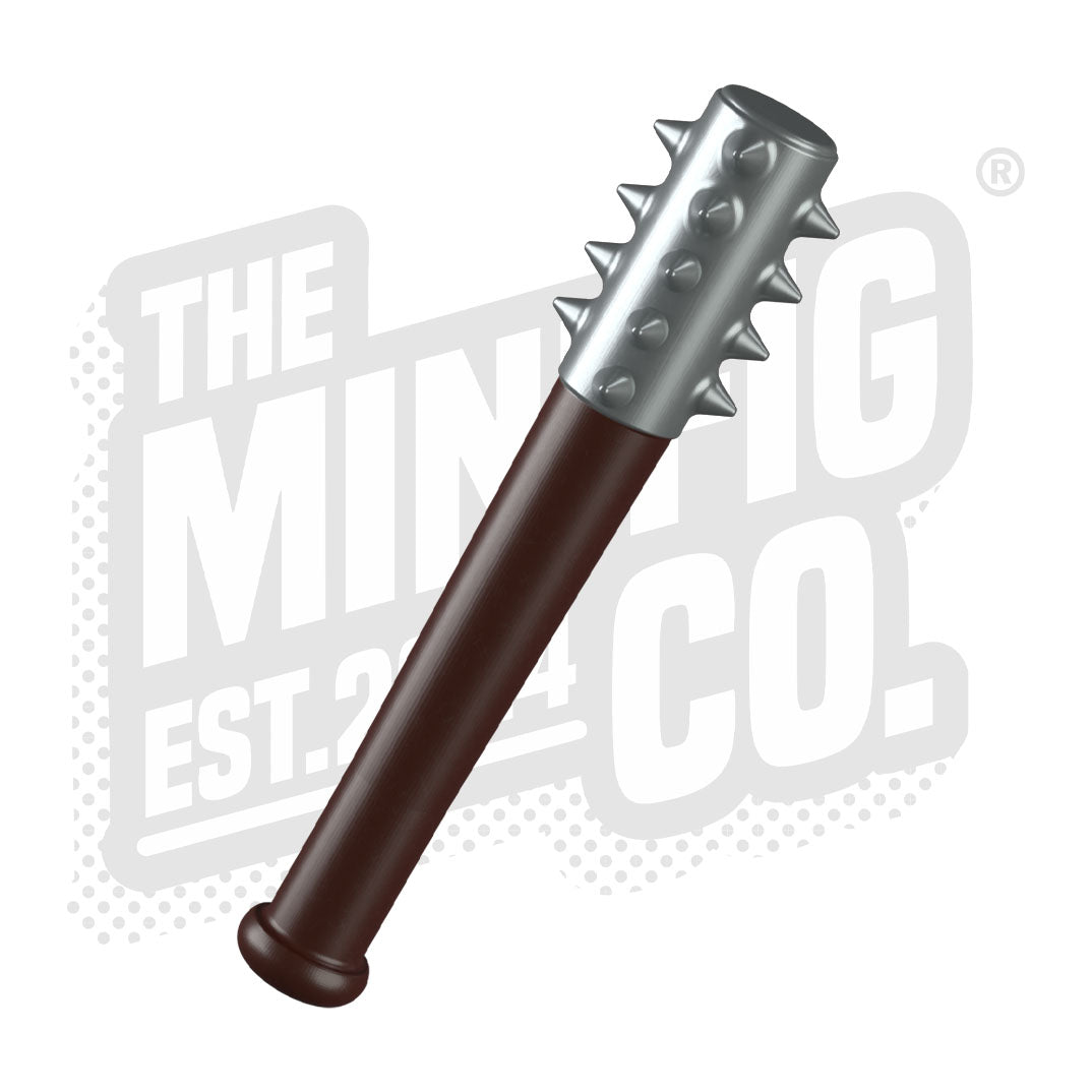 Spike Mace Self Defense Weapon - Silver & Dark Brown Steel Medieval Flail - Perfect for Home Protection, Martial Arts Training, and Cosplay