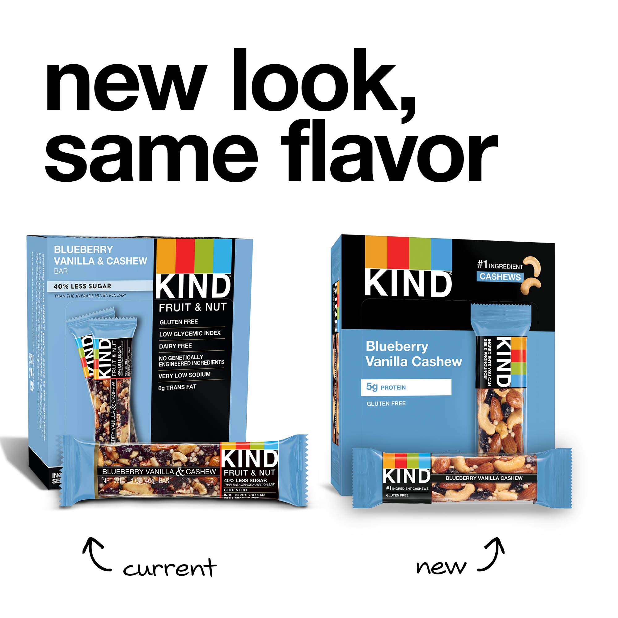 KIND Nut Bars, Blueberry Vanilla & Cashew - Gluten Free Snack Bars with 5g Protein (6 Count) | Healthy On-the-Go Breakfast, Office Snack & Travel Food